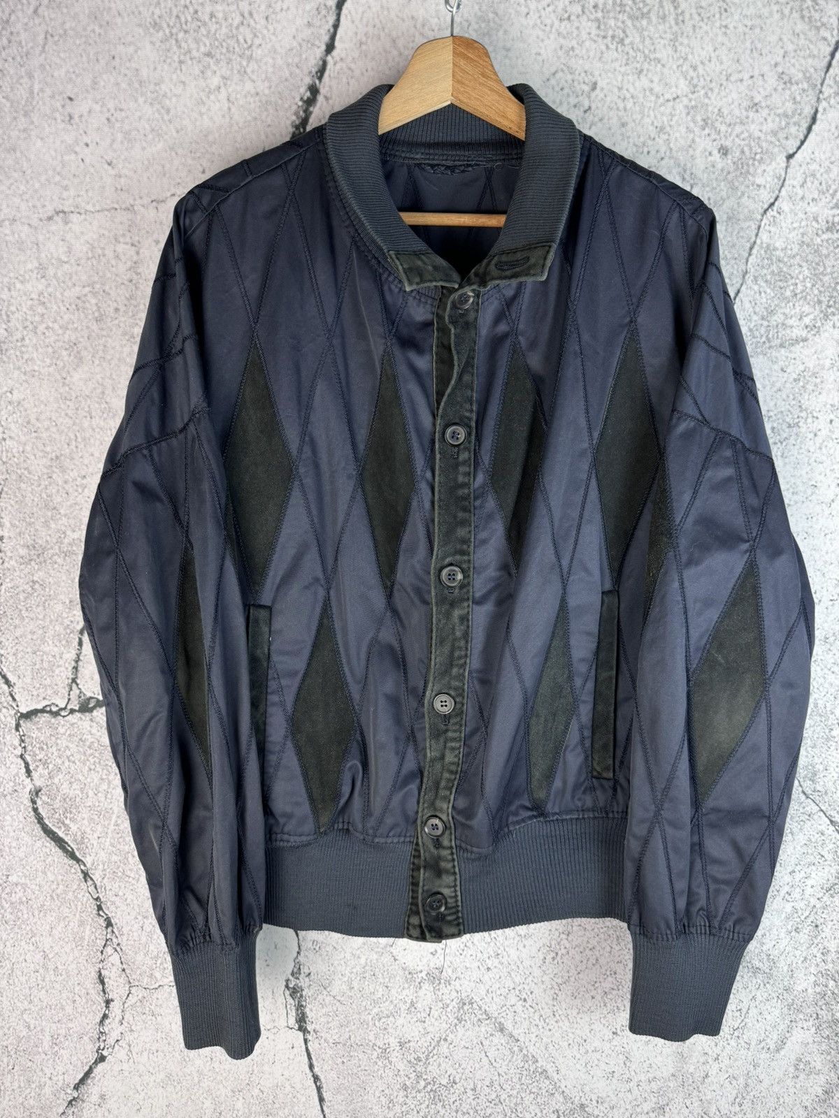 Vintage Vintage leather Designer diamond pattern Biker Jacket Size US M / EU 48-50 / 2 - 1 Thumbnail
