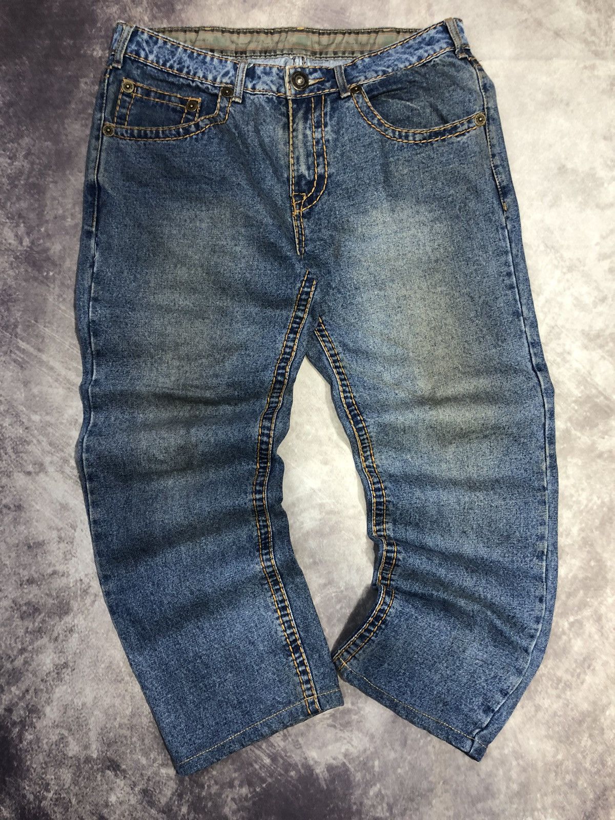 image of Avant Garde x Vintage Cipo Baxx Patchwork Jeans Y2K Drip Pants in Blue, Men's (Size 32)