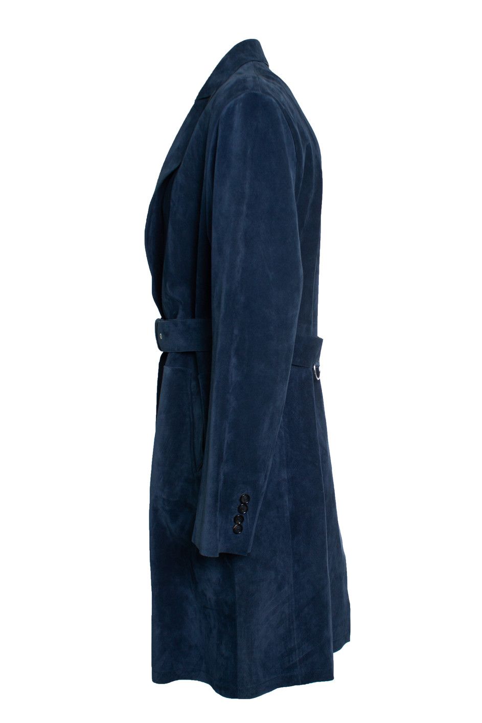 Alexander McQueen Alexander McQueen, Blue suede trench coat Size US XL / EU 56 / 4 - 4 Thumbnail