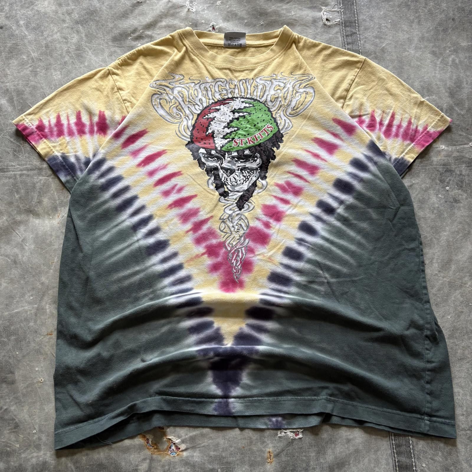 Grateful Dead Vintage Y2K Grateful Dead Rasta Skull Tie-Dye Band Shirt Size US XL / EU 56 / 4 - 1 Thumbnail