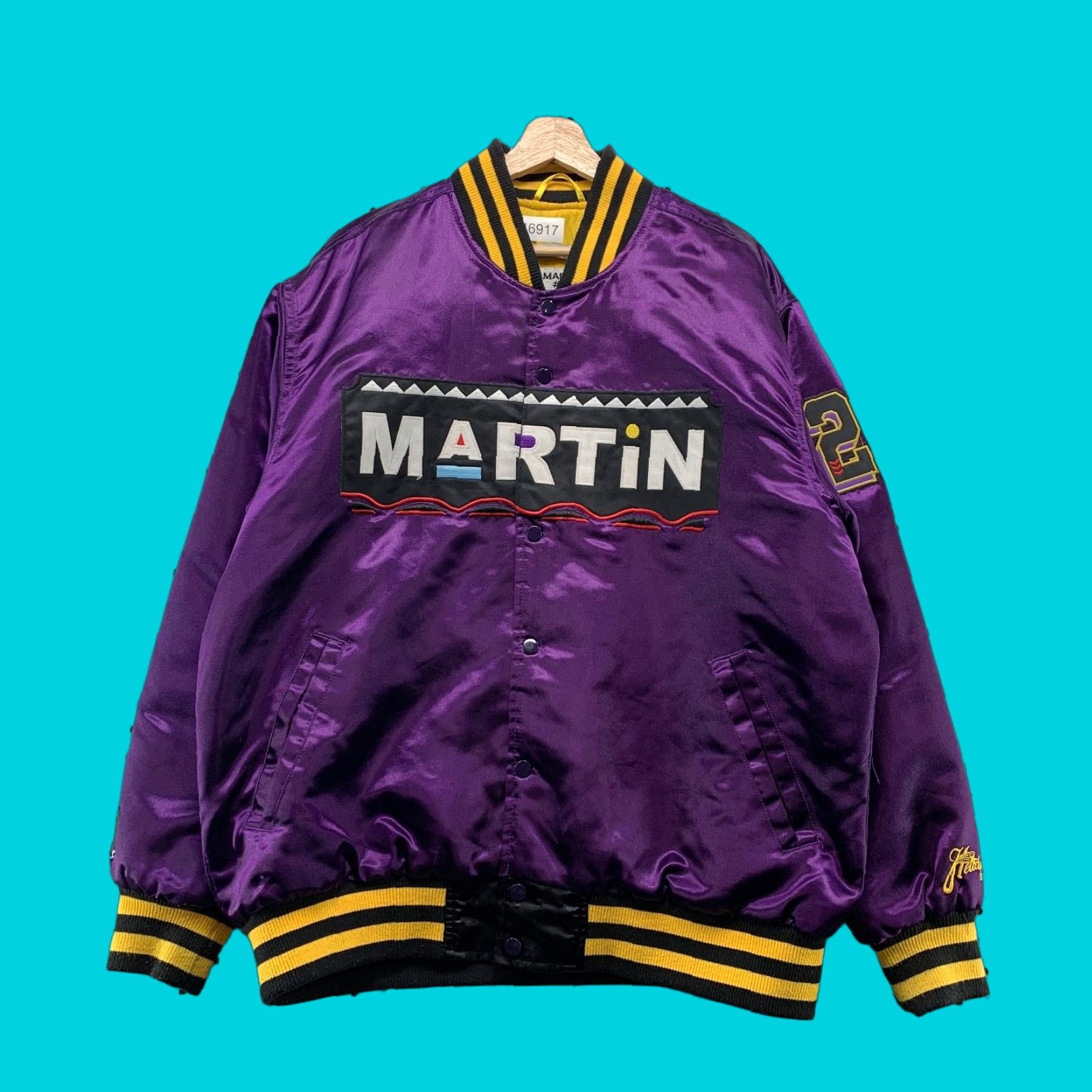 Vintage VINTAGE Headgear Classic Mens 2XL Martin Lawrence Satin Jacket Purple Bomber Jacket TV Sports Funny 90s Mens Size US XXL / EU 58 / 5 - 1 Thumbnail