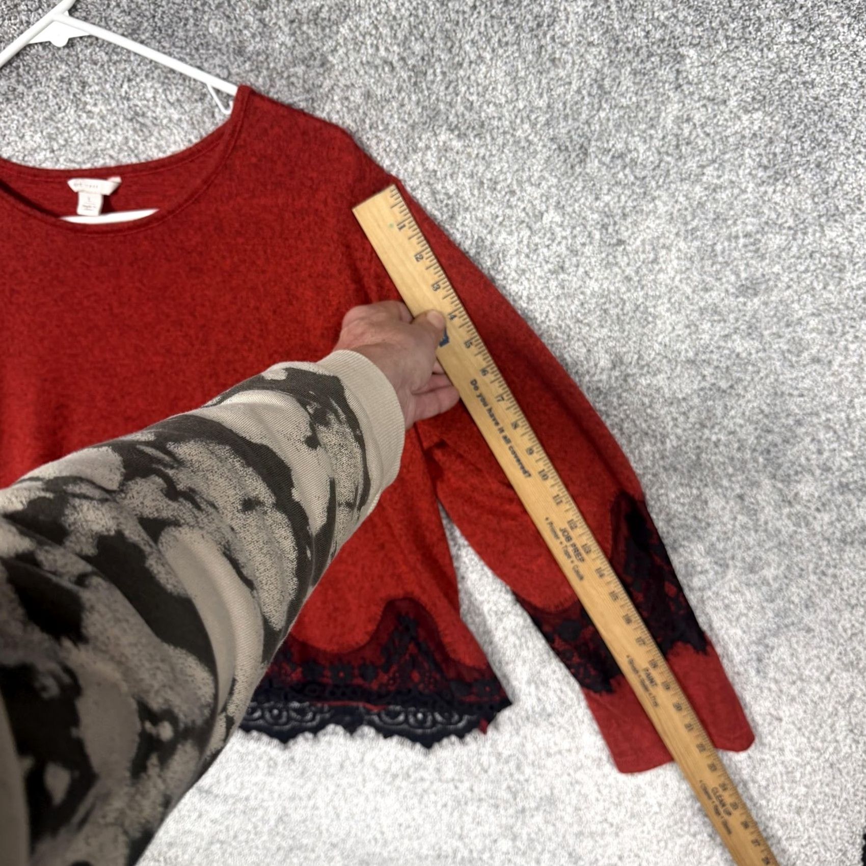 Vintage VINTAGE Dark Romantic Gothic Red Sweater L Vampy Victorian Noir Alt Grunge Moody Lace Size L / US 10 / IT 46 - 3 Thumbnail