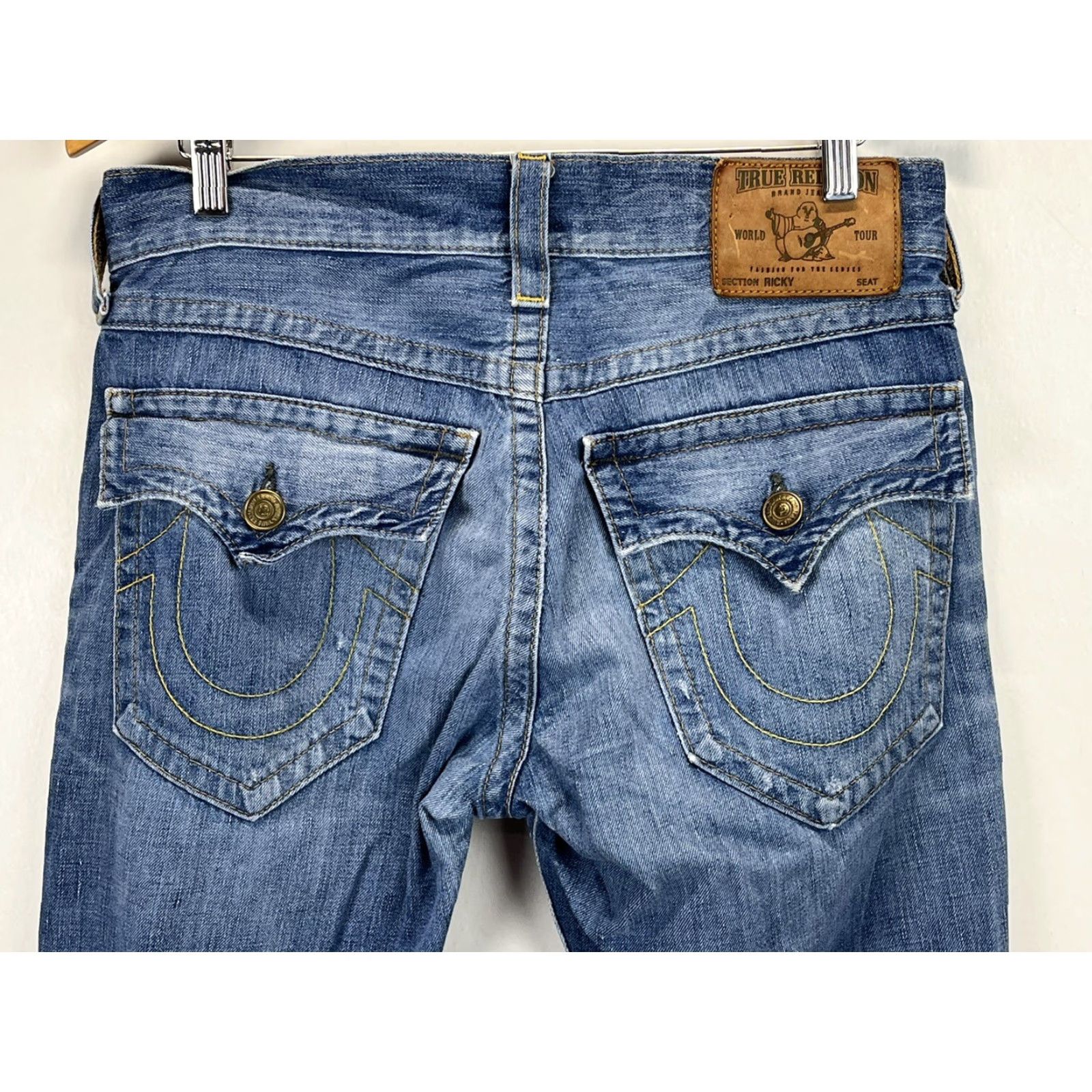 True Religion VINTAGE True Religion Ricky Jeans Men's Straight Leg 32x33 Blue Distressed Denim Size US 32 / EU 48 - 4 Thumbnail