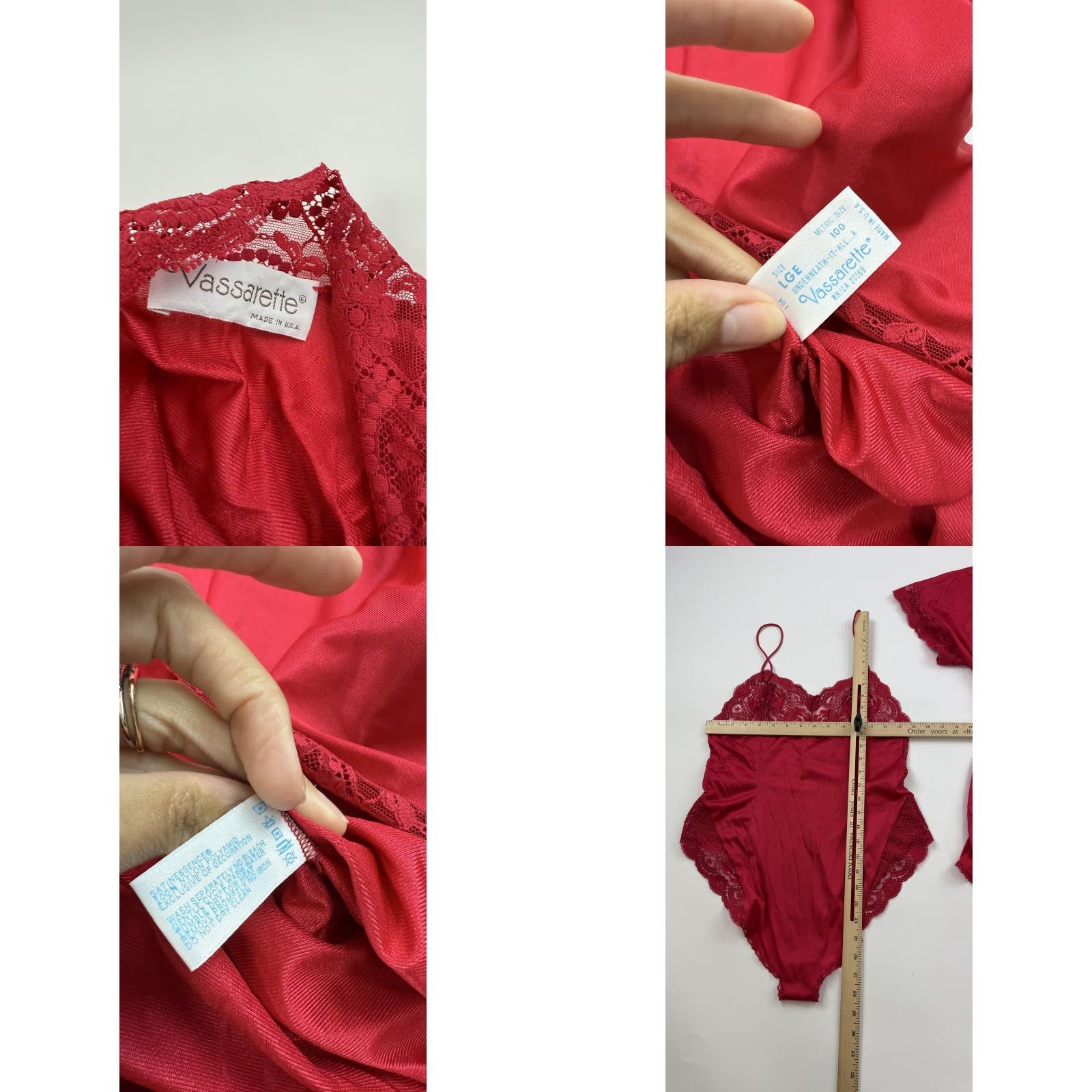 Vintage VINTAGE Vassarette Bodysuit Robe Set Womens 36 Large Red Lace Satin Lingerie 2 Piece USA Size L / US 10 / IT 46 - 8 Thumbnail