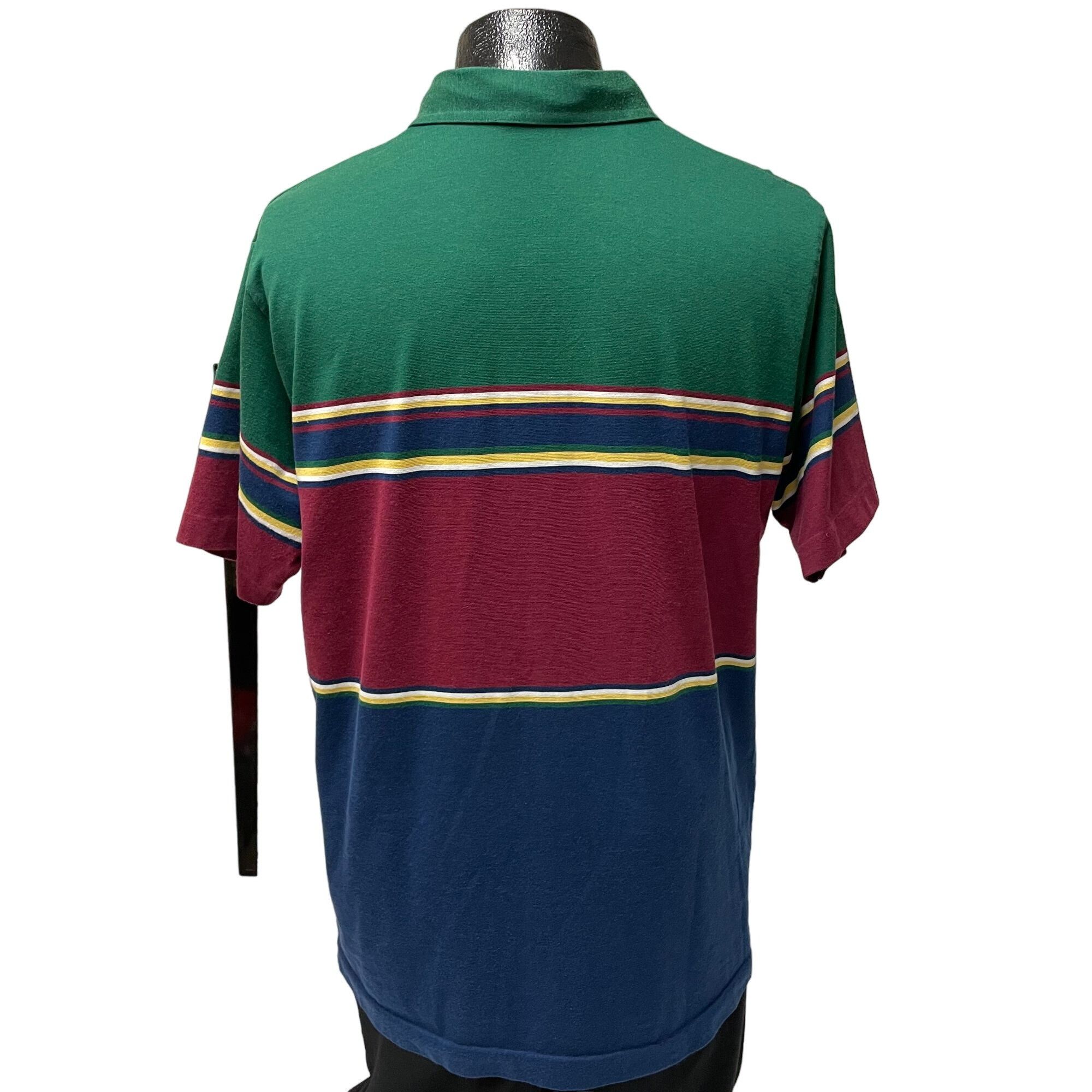 80's Arrow Tournament Green Maroon Color Block Surfer Polo