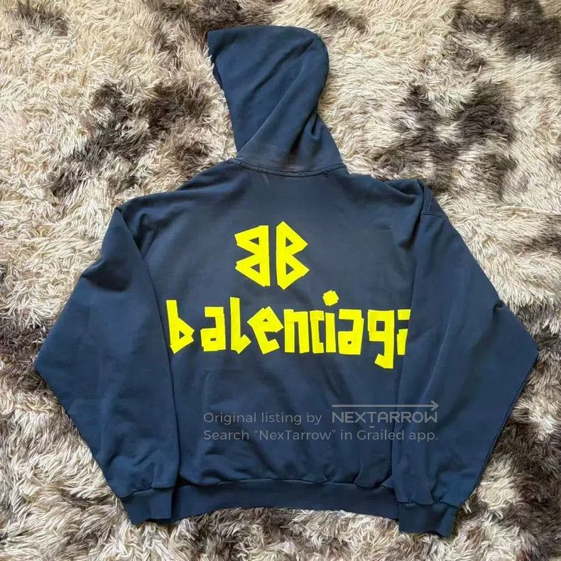 Balenciaga Balenciaga Logo Letter Washed Paper Distressed Hoodie Size US S / EU 44-46 / 1 - 2 Thumbnail
