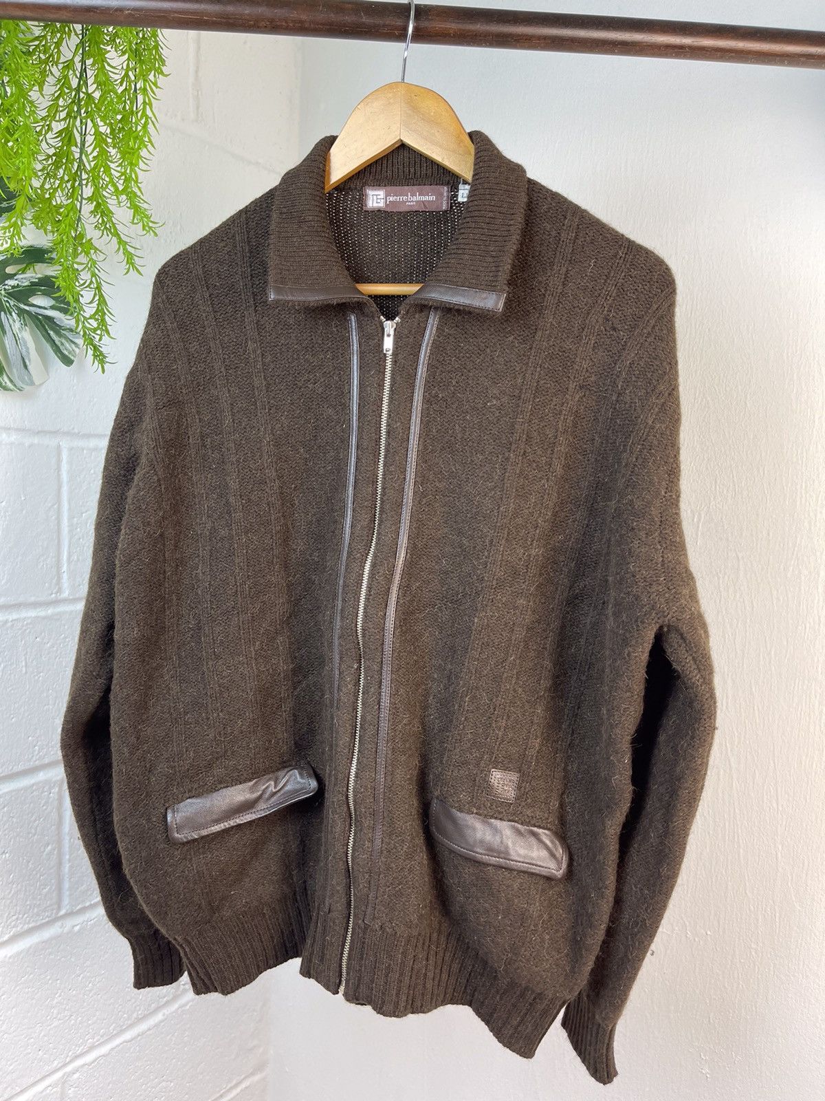 ジャケット・アウター 90's PIERRE BALMAIN wool jacket L PIERRE BALMAIN VINTAGE 90`S BEIGE NAVY JACKET WINDBREAKER
