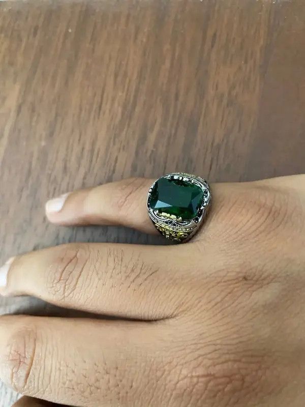 Other Mystic Zircon Green Color Carved Ring (size 7-12) Size ONE SIZE - 4 Thumbnail
