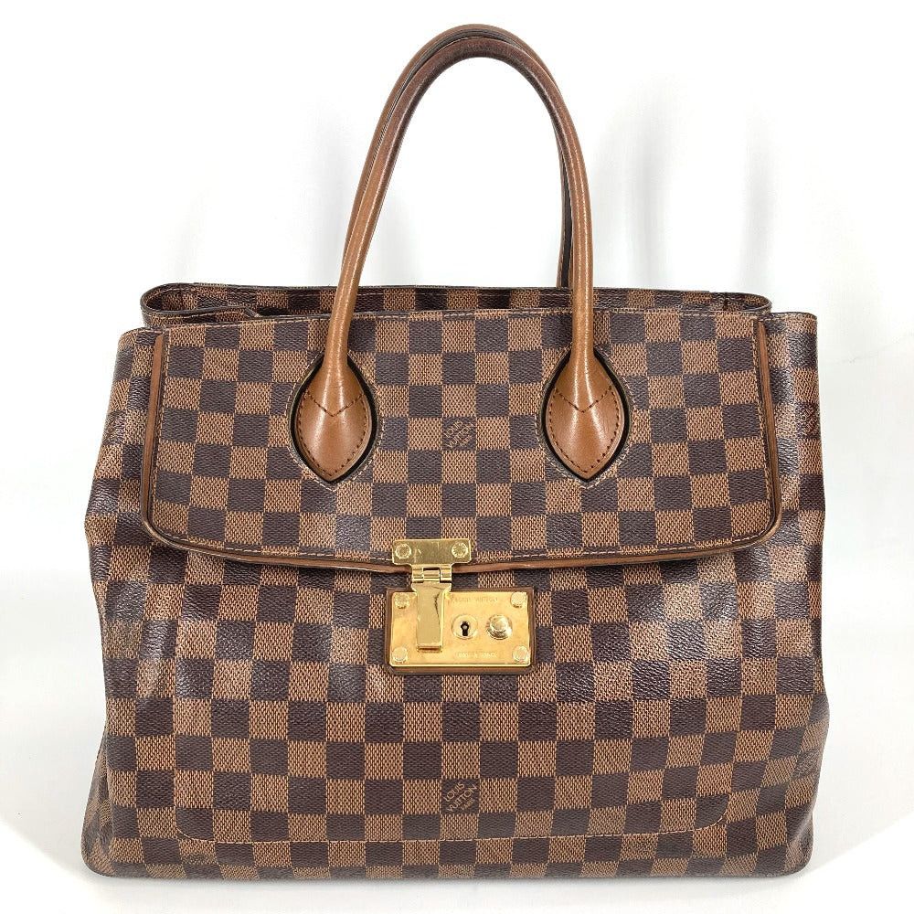 Louis Vuitton N41273 Damier Ascot Briefcase Tote Bag Handbag Canvas Women Brown