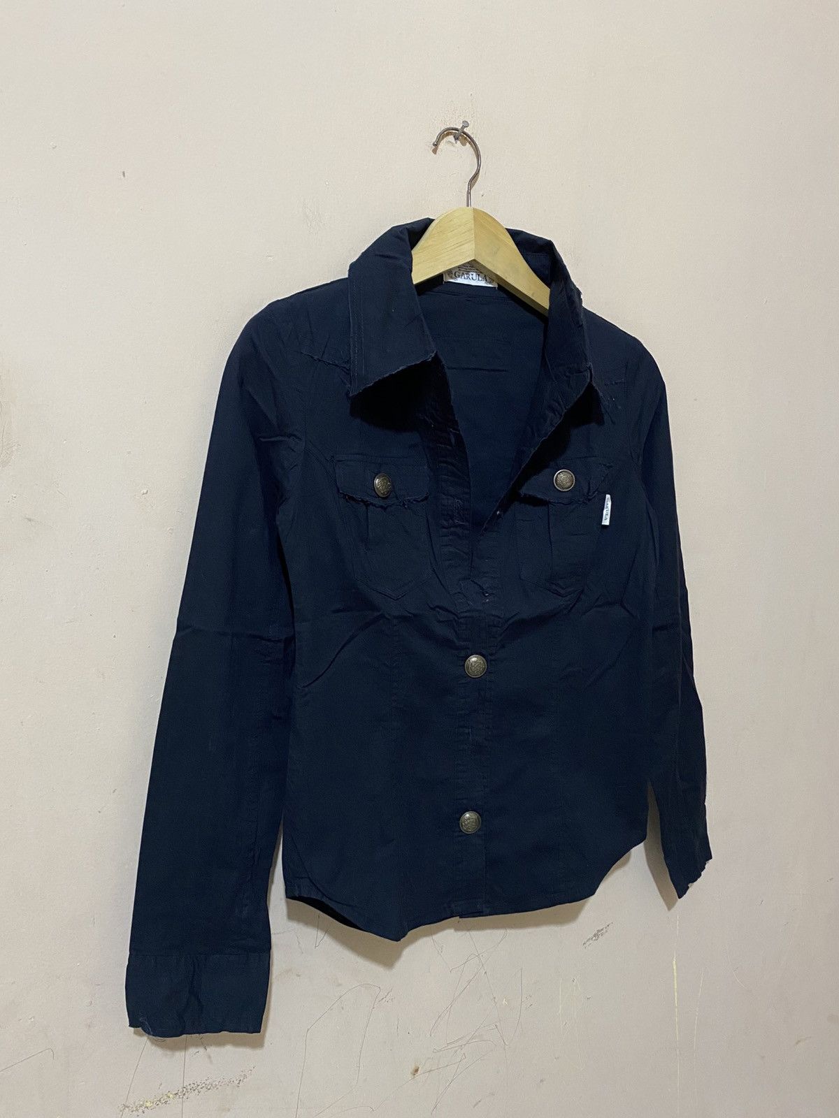 Le Grande Bleu (L.G.B.) 2000s Garula Gothic Punk Style Poem Button Shirt Size M / US 6-8 / IT 42-44 - 2 Thumbnail