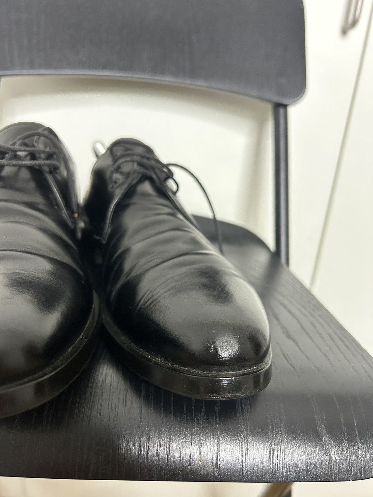 Prada × Vintage Prada Leather Derby Shoes - Black Oxfords Size US 8 / EU 41 - 6 Thumbnail