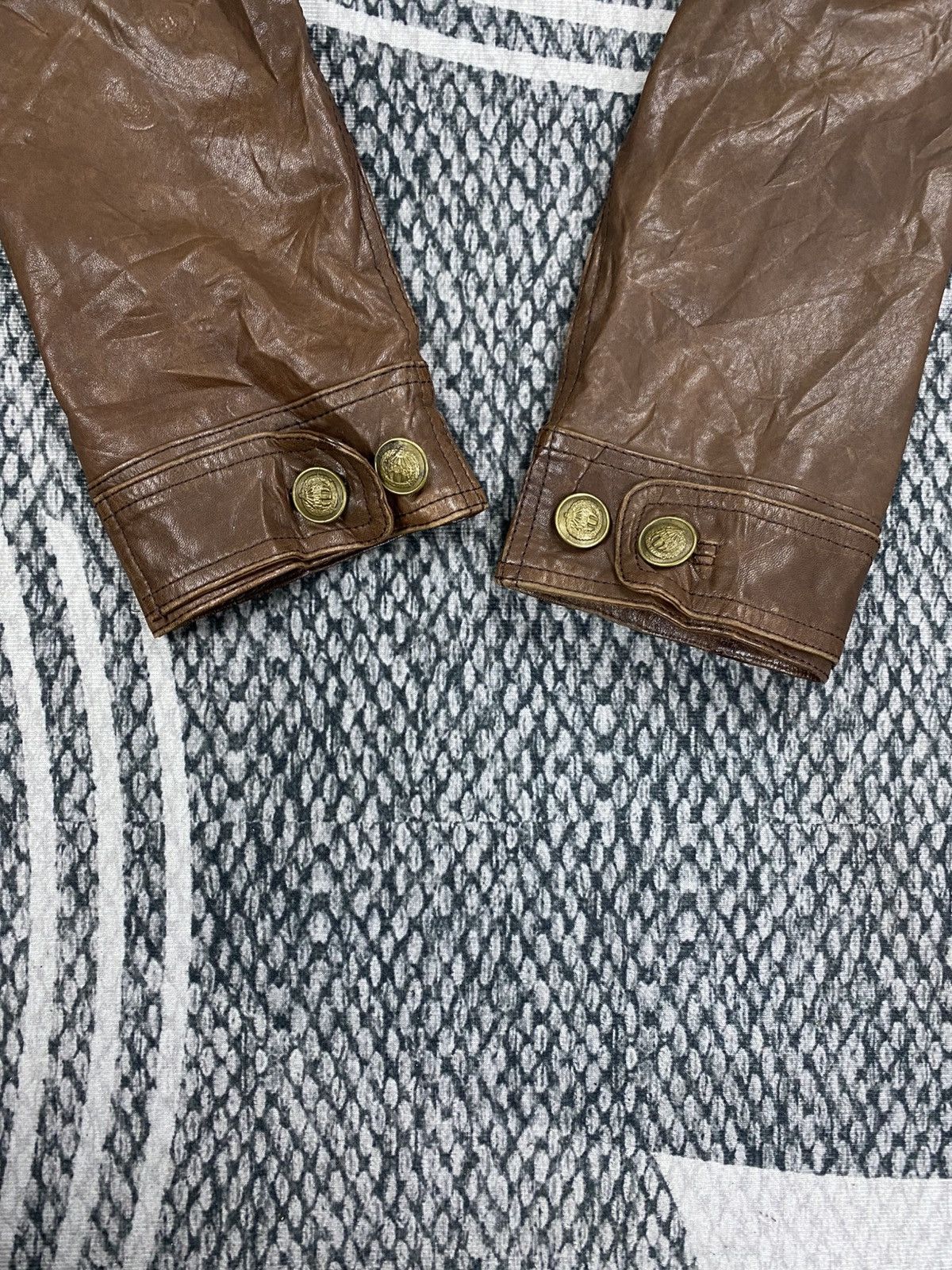 BEANPOLE 🔥Bean Pole Multipcoket Brown Stand Collar Leather Jacket Size US M / EU 48-50 / 2 - 10 Thumbnail