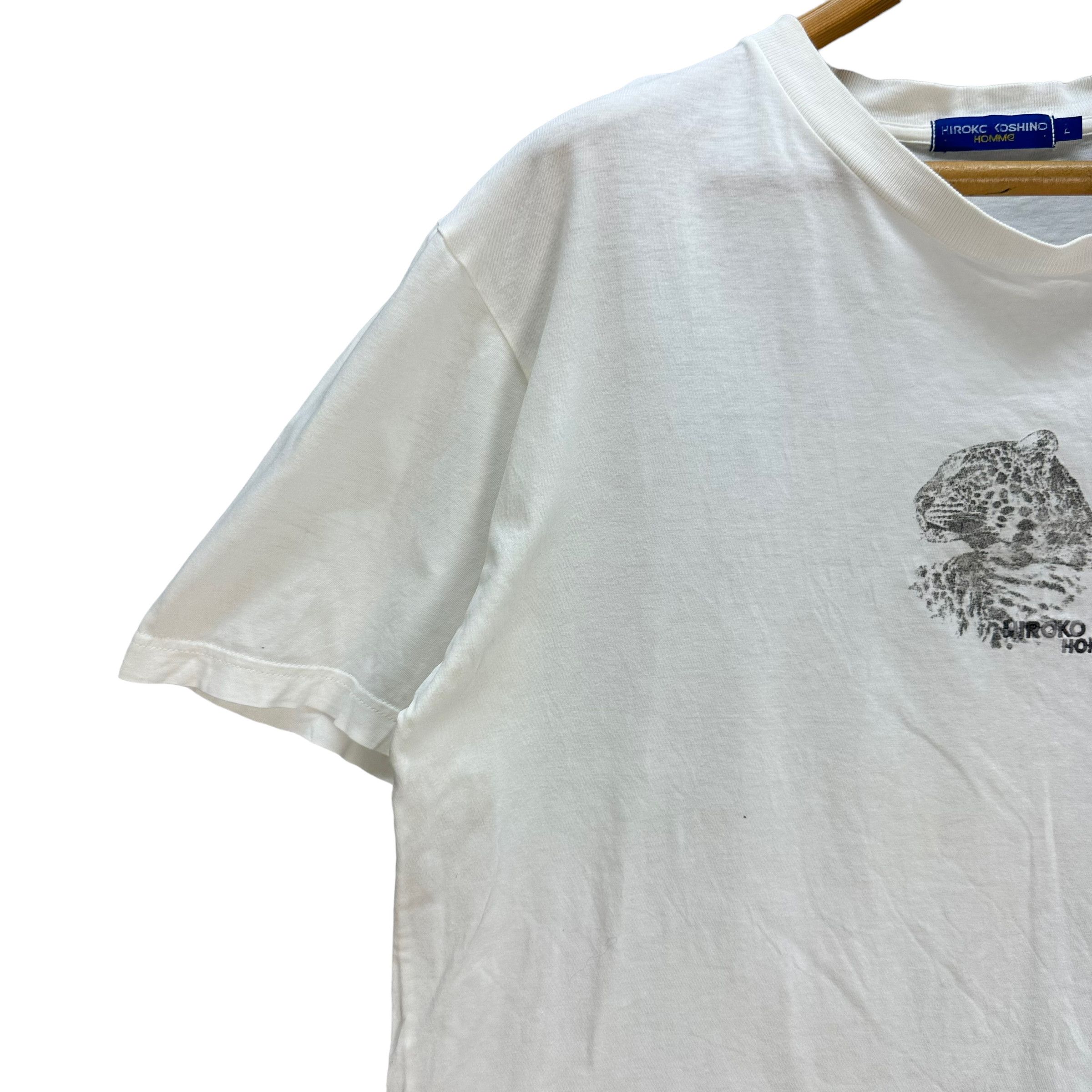 Hiroko Koshino Homme HIROKO KOSHINO HOMME CHEETAH LOGO WHITE TEES #7787-176 Size US L / EU 52-54 / 3 - 5 Thumbnail