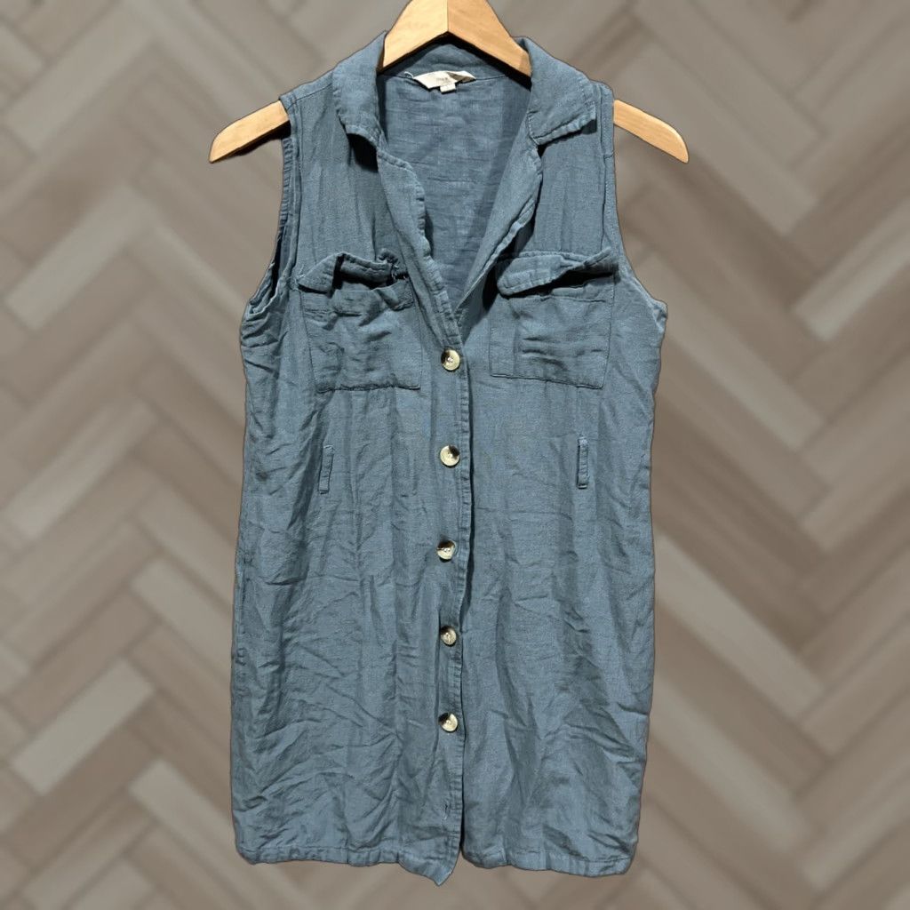 Vintage Sim And Sam Shirt Dress Lightweight Blue Denim Knee Length L Womens Size L / US 10 / IT 46 - 1 Thumbnail