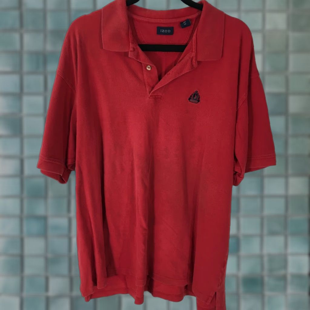 Izod Izod Mens Polo T-Shirt Red XXL Short Sleeve Stretch Casual Button Down Shirt ReguLar 27 in Chest Size US XXL / EU 58 / 5 - 1 Thumbnail