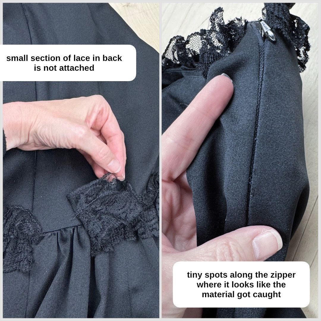Vintage Vintage 1970s Black Sleeveless Ruffle Lace Satin Ball Gown Size XS / US 0-2 / IT 36-38 - 4 Thumbnail