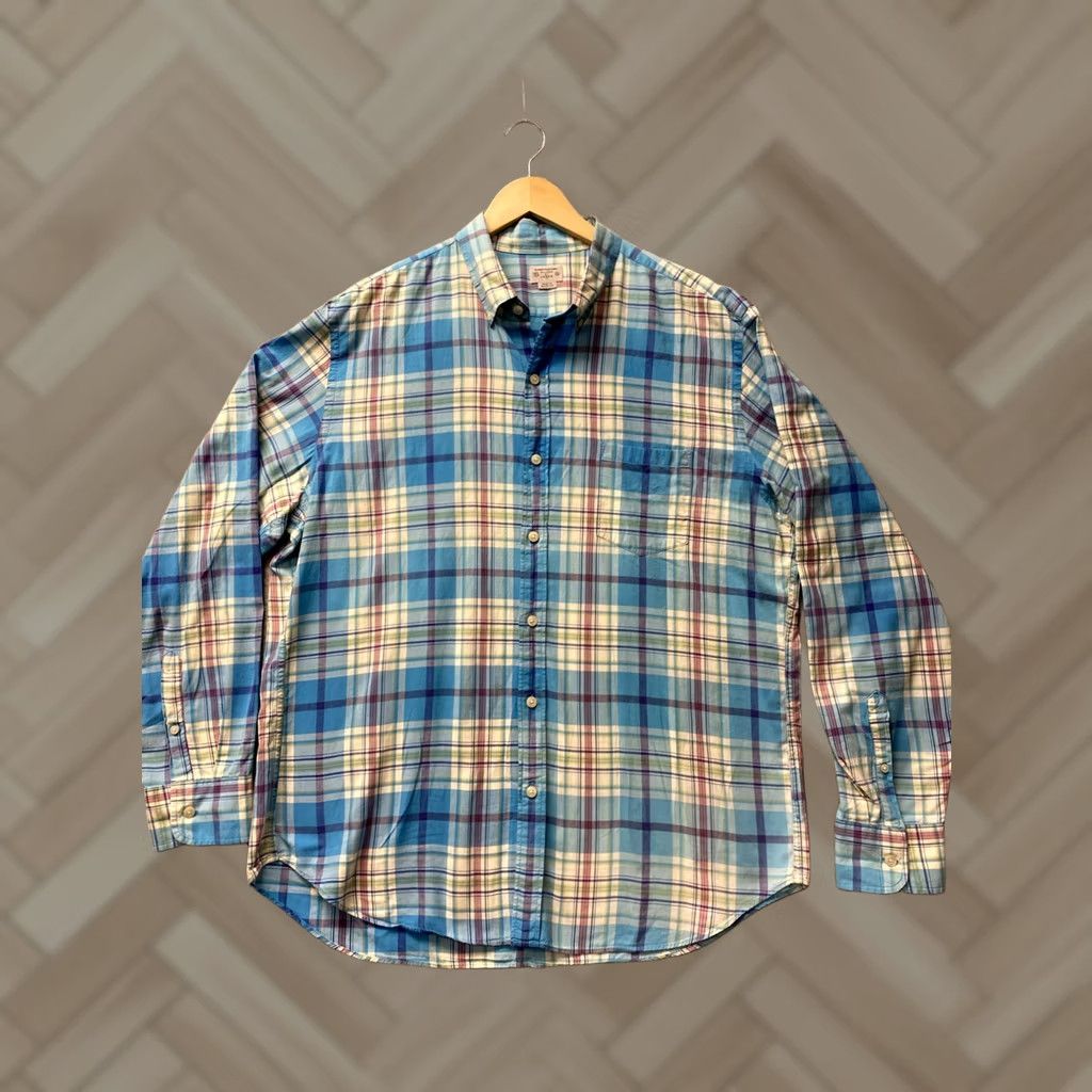 J.Crew J.CREW Button-Up Shirt Men XL Turquoise Plaid Cotton Spandex Slim Pocket Button-Down Crew Size US XL / EU 56 / 4 - 1 Thumbnail