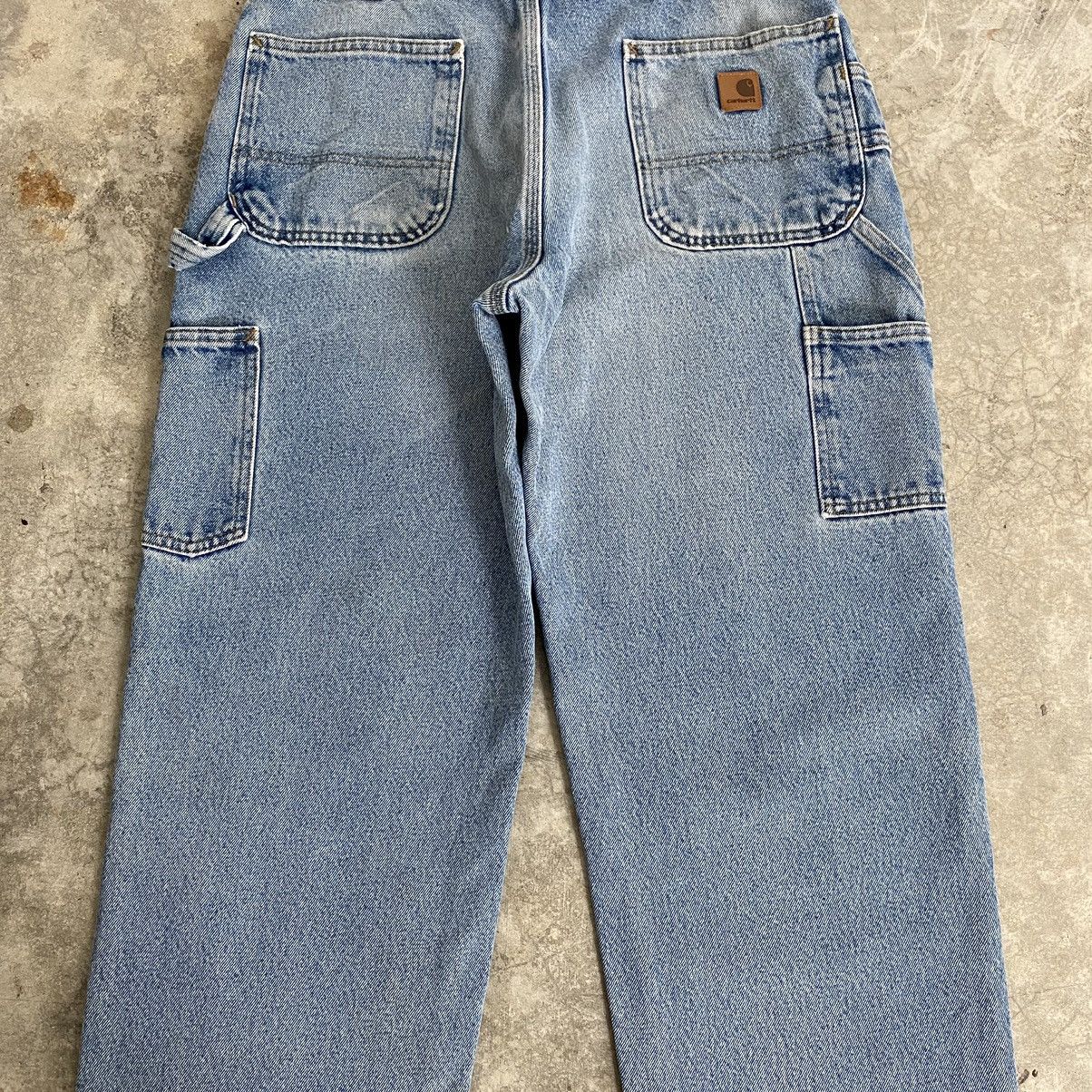 Carhartt VTG Carhartt Blanket Lined Faded Blue Carpenter Denim Jeans Size US 35 - 21 Thumbnail