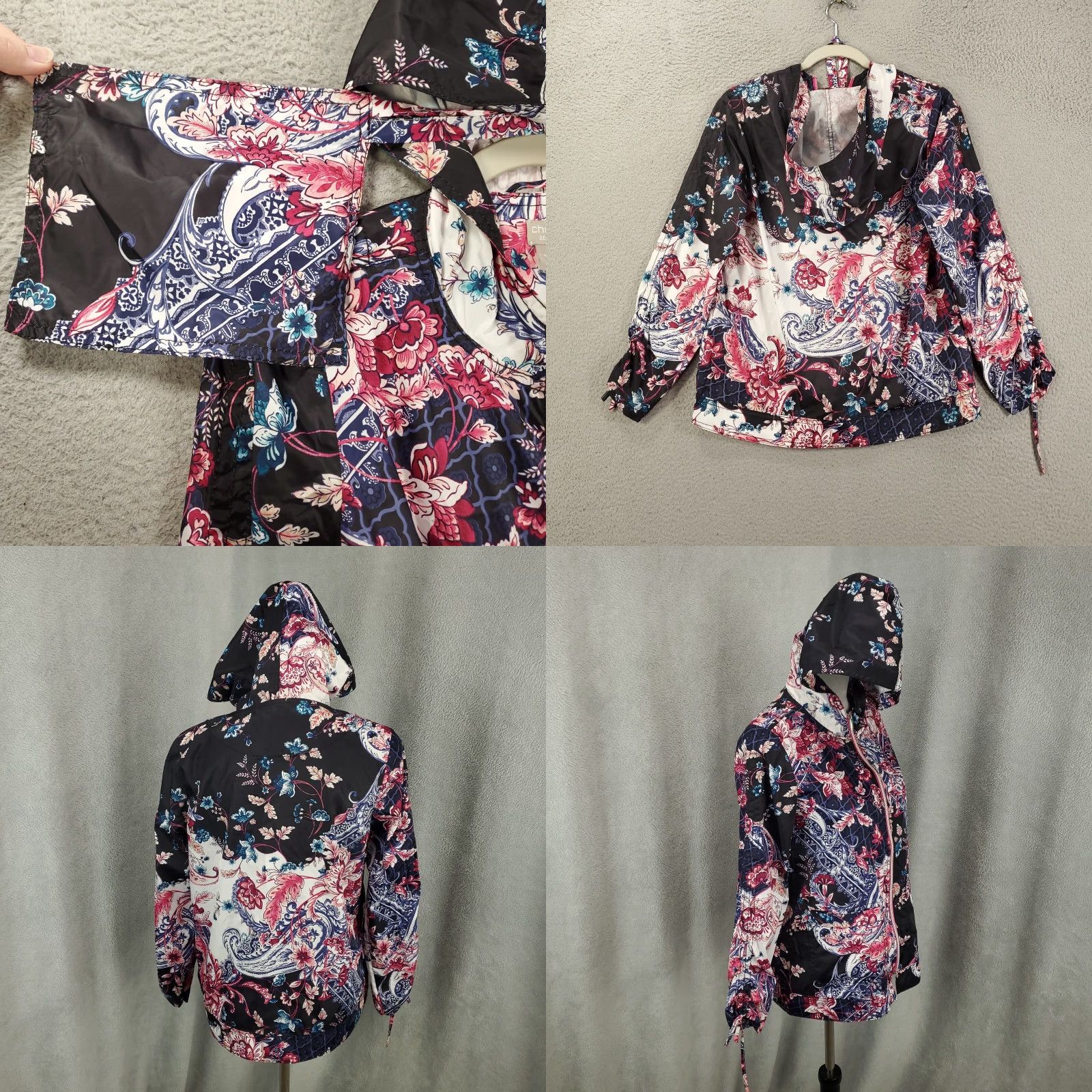 Vintage Chicos Jacket Womens S Small Paisley Hooded Packable Full Zip Size S / US 4 / IT 40 - 8 Thumbnail