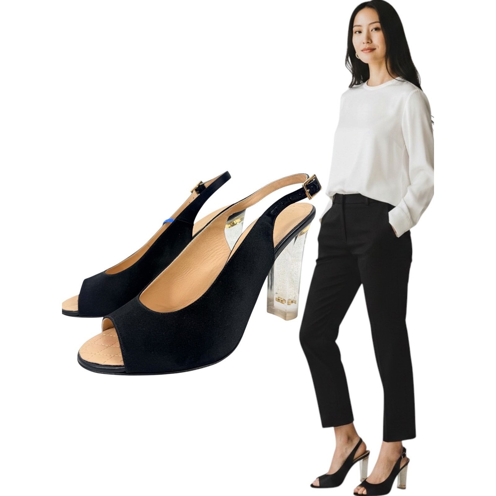 Chanel Chanel 2015 CC Logo Runway Lucite Slingback Pumps Black Size US 10 / IT 40 - 1 Thumbnail