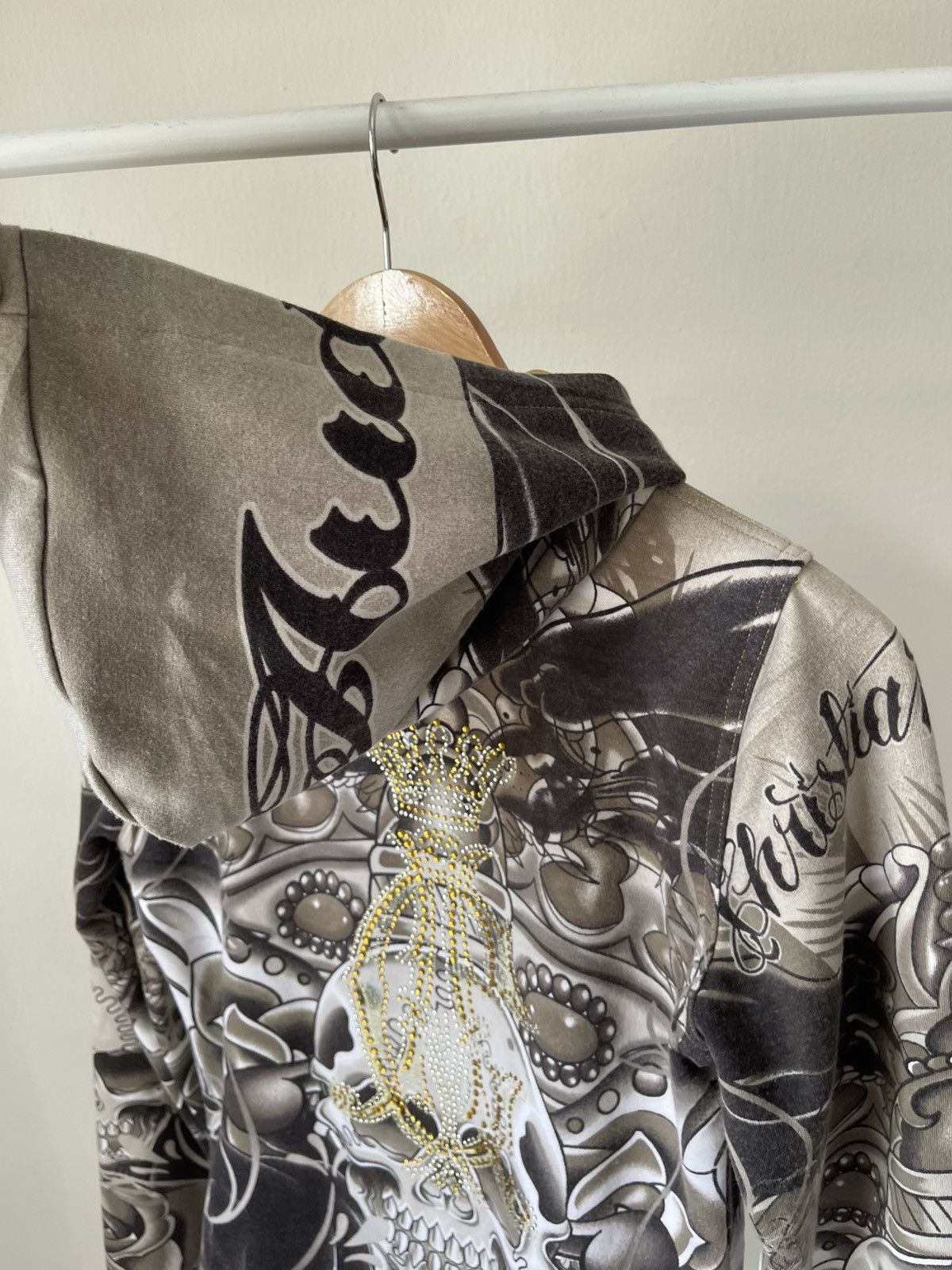 Christian Audigier × Ed Hardy Y2K Christian Audigier Fullprint Skull Zip Hoodie Size S / US 4 / IT 40 - 12 Thumbnail