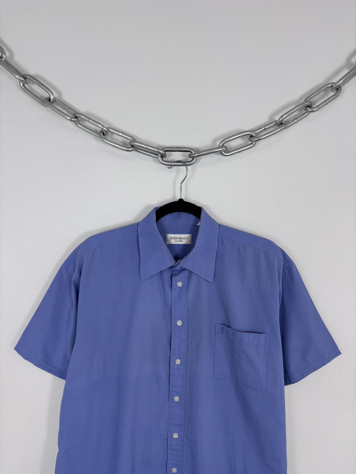 Yves Saint Laurent Vintage Yves Saint Laurent Men’s Blue Short Sleeve Shirt Size US L / EU 52-54 / 3 - 2 Thumbnail