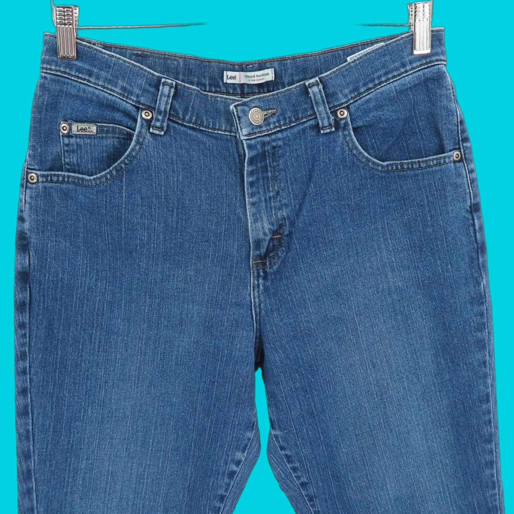 Lee Lee Womens Jeans 10S Bootcut Relaxed Mid Wash Denim Cotton 5-Pocket 10 Regular Shorts Short 30" Inseam Blue jeans Size 32" / US 10 / IT 46 - 1 Thumbnail