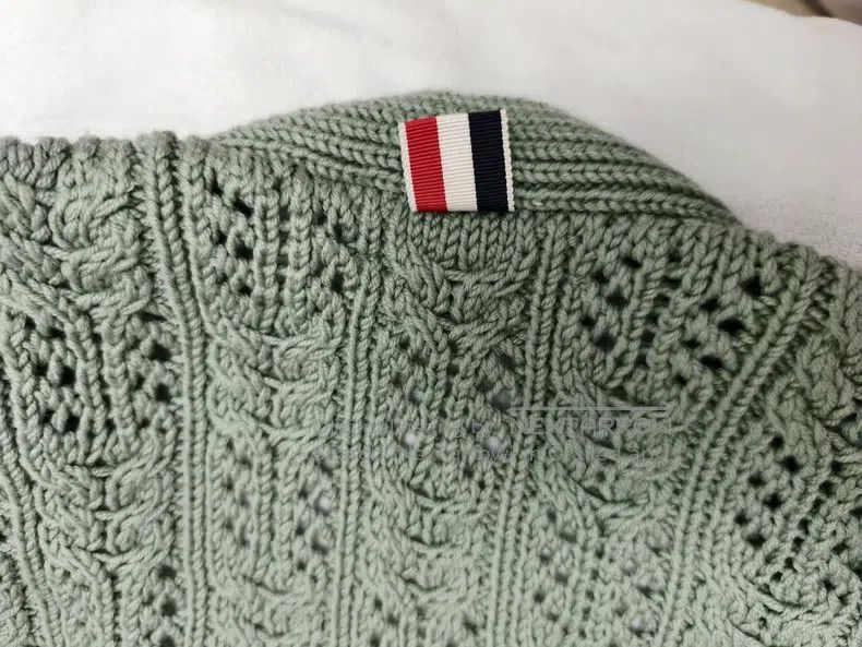 Thom Browne Thom Browne Four Striped Wool Cardigan, Gray Green Size US XXS / EU 40 - 6 Thumbnail