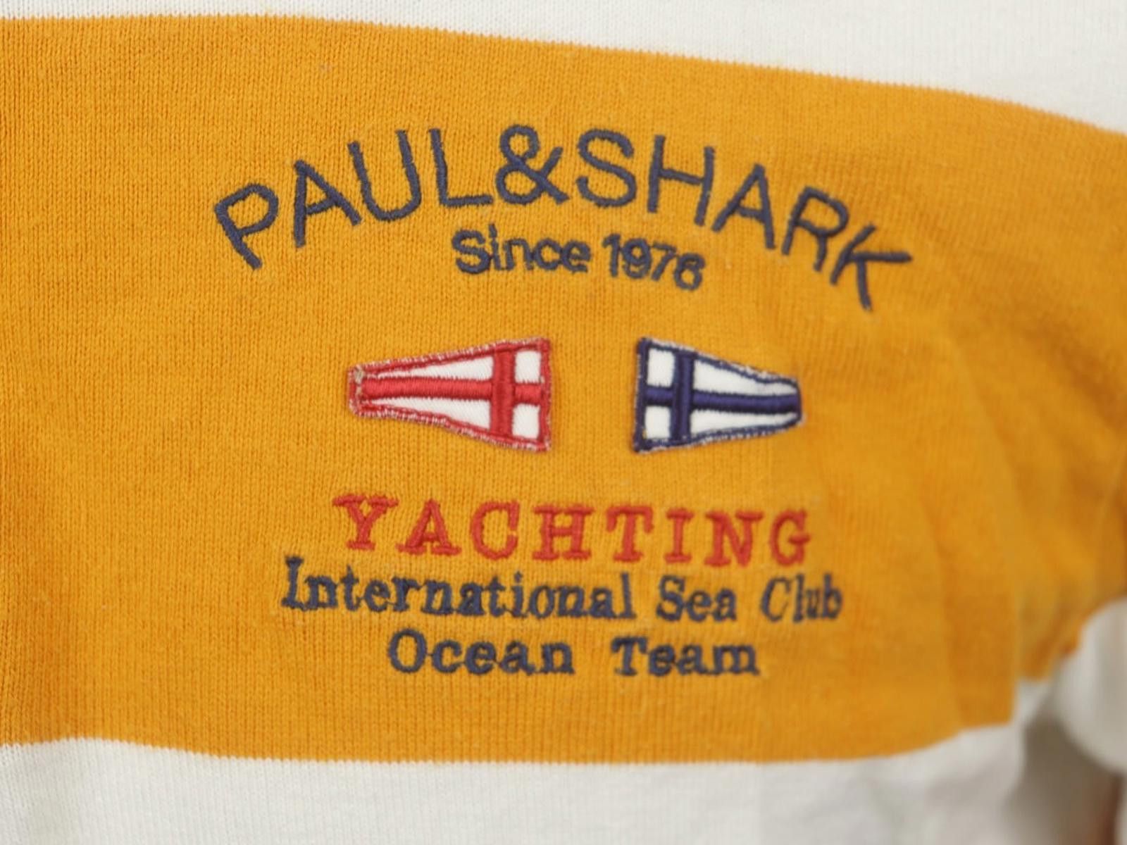 Paul & Shark Paul & Shark White Yellow Striped Collared Polo Shirt Size L Size US L / EU 52-54 / 3 - 5 Thumbnail