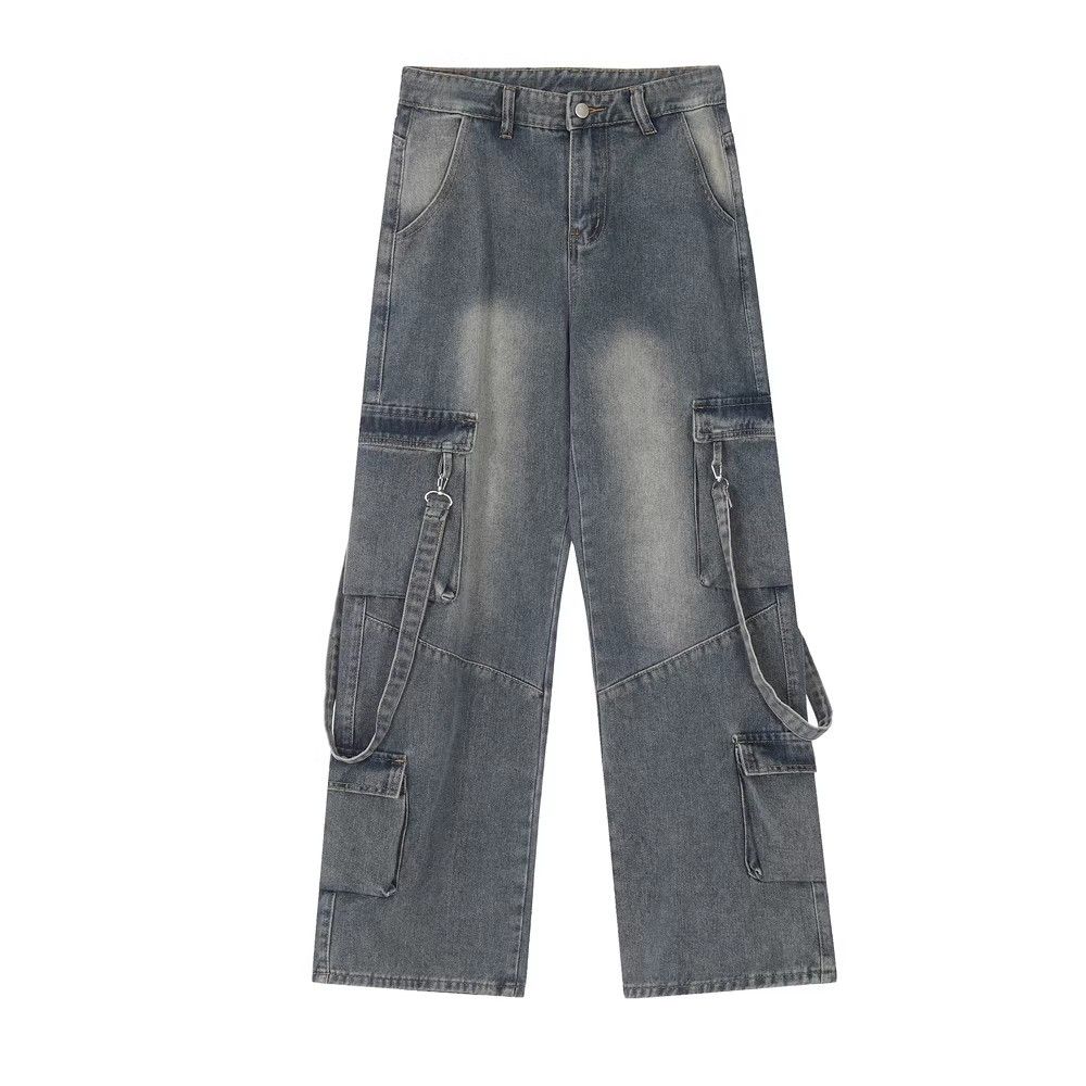 Japanese Brand × Jean Men's high street loose washed multi-pocket cargo jeans Size US 32 / EU 48 - 1 Thumbnail