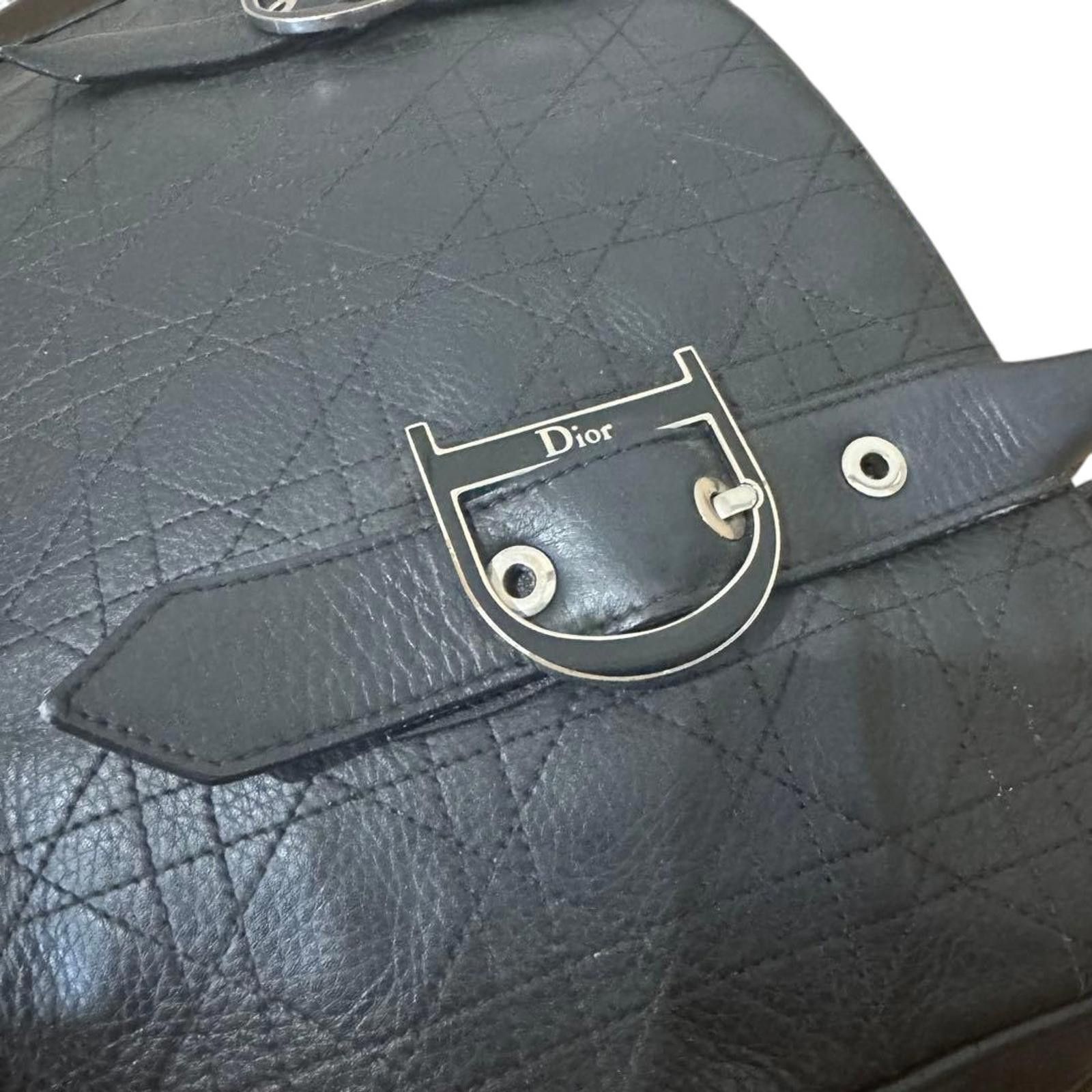 Dior Dior - Black Leather Handbag with Silver 'D' Buckles Size ONE SIZE - 5 Thumbnail