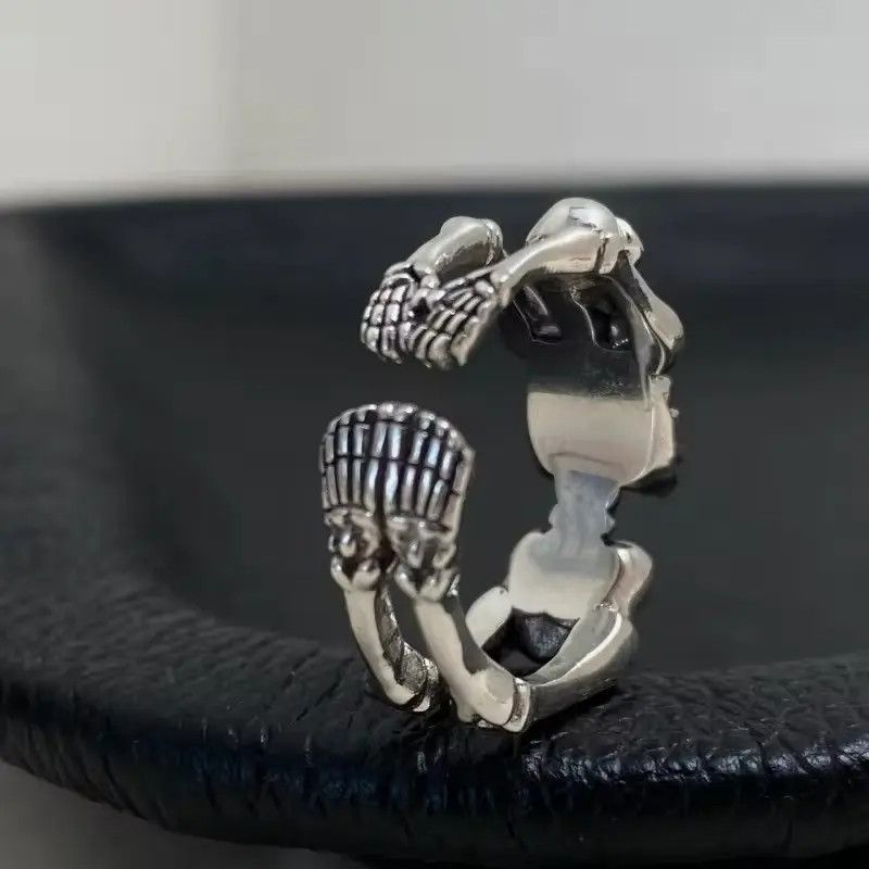 Jewelry Punk Adjustable Skull Ring Size ONE SIZE - 3 Thumbnail