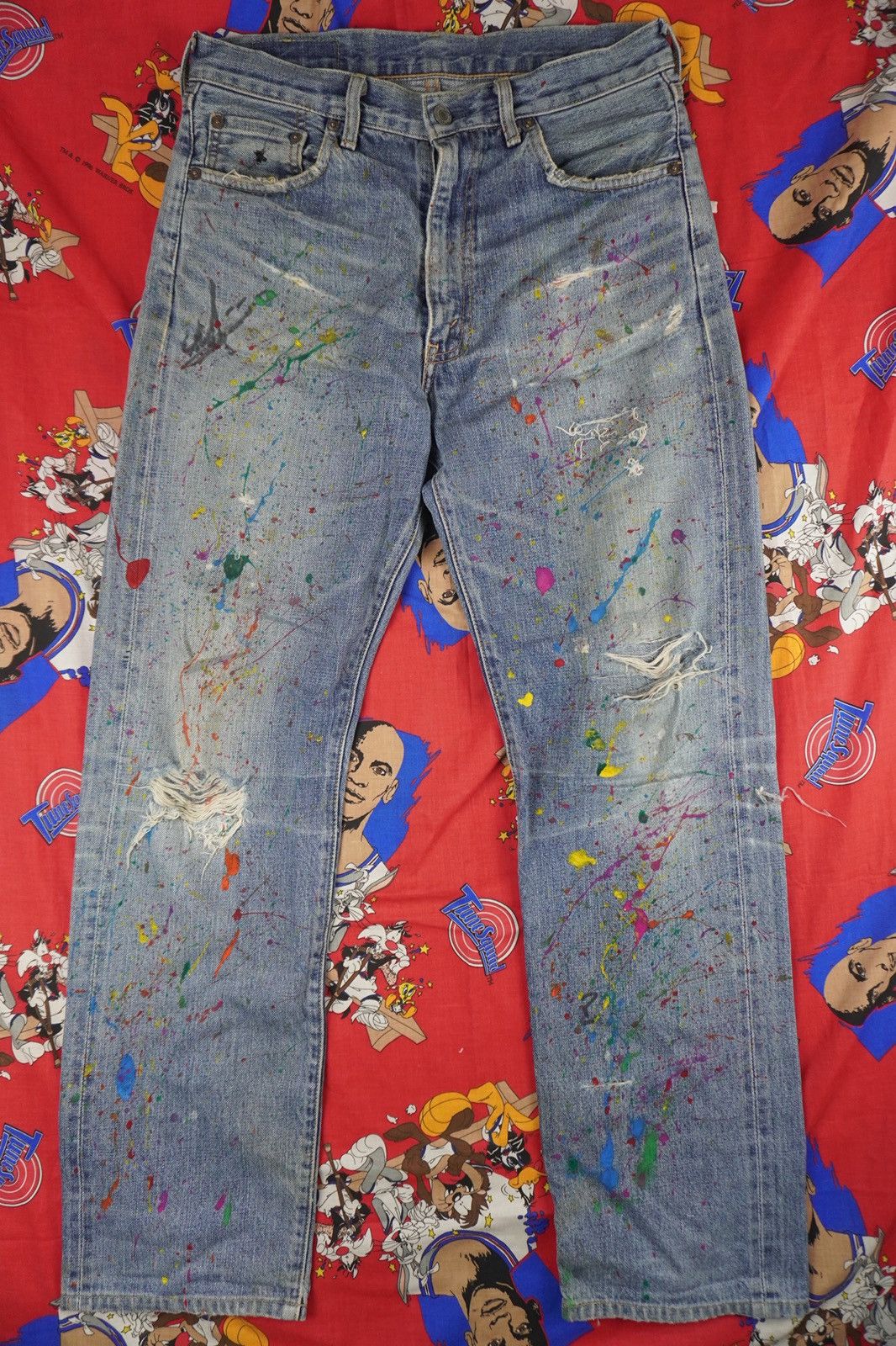 Levi's Vintage Clothing VTG Levi's 502 Big E JAPAN Made Painted Splash Distressed Size US 32 / EU 48 - 2 Thumbnail