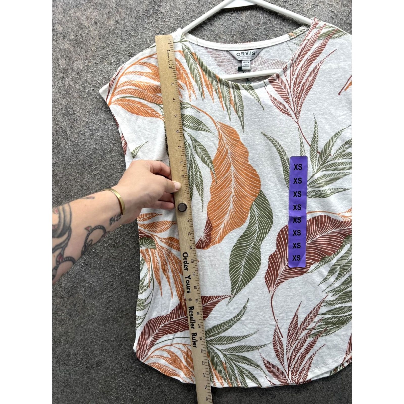 Orvis Orvis Womens XS Multicolor Tropical Leaf Crew Neck Cap Sleeve Jersey Top Shirt Casual Summer Womens Size XS / US 0-2 / IT 36-38 - 2 Thumbnail
