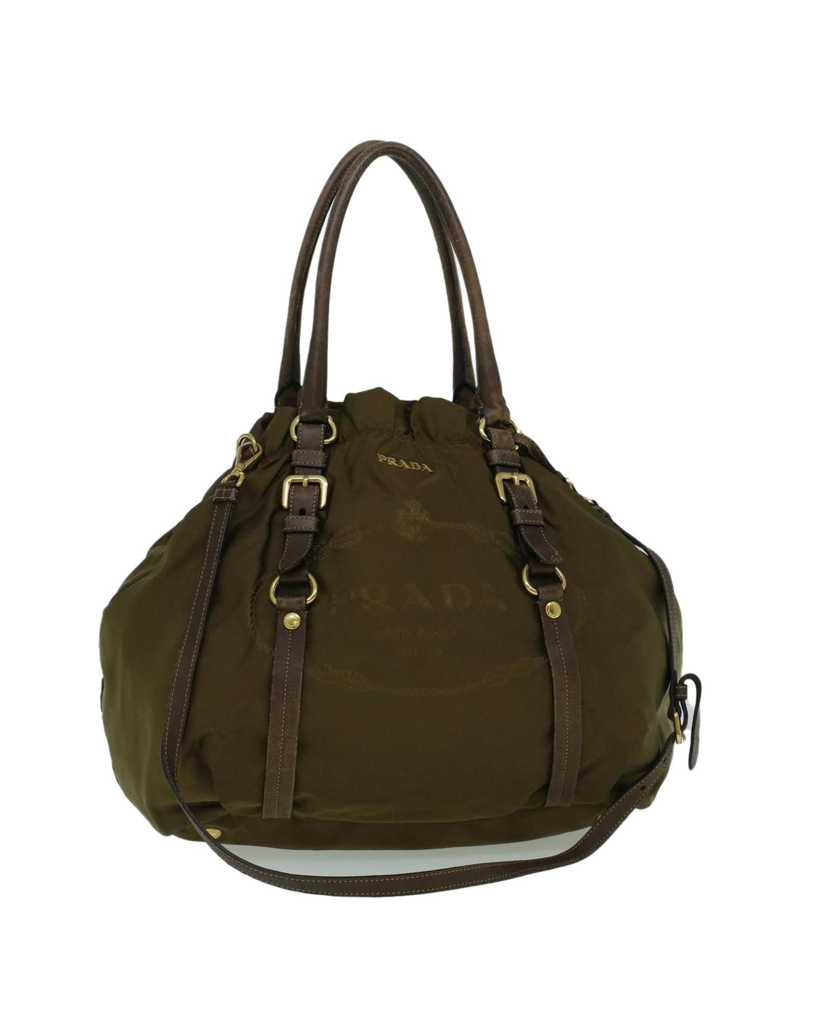 image of Prada Elegant Brown Suede Shoulder Bag, Women's
