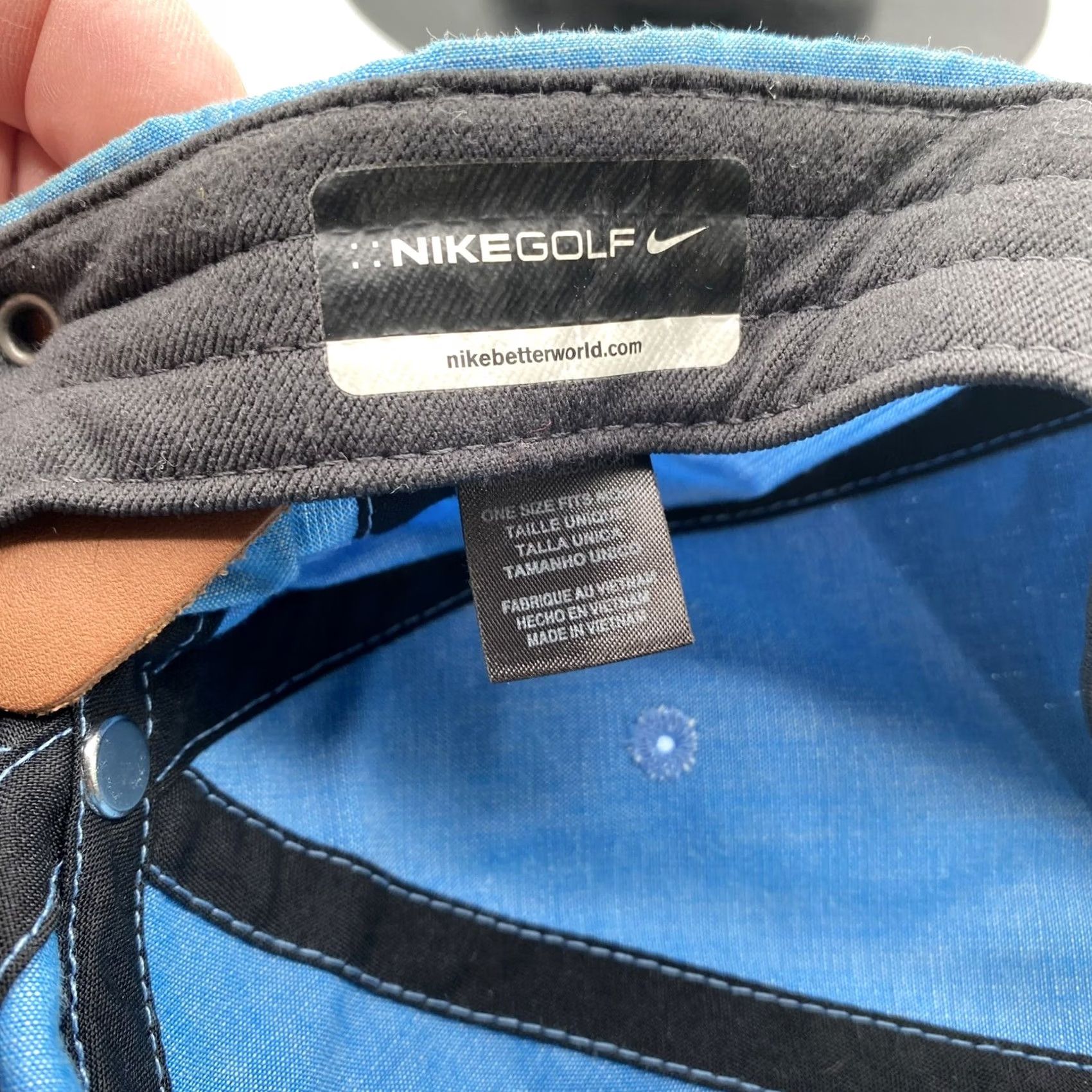 Nike Nike Golf Hat Cap Leather Strap Back One Size Blue Outdoor Adults Adjustable Lightweight Twill Polyester Cap" Size ONE SIZE - 6 Thumbnail