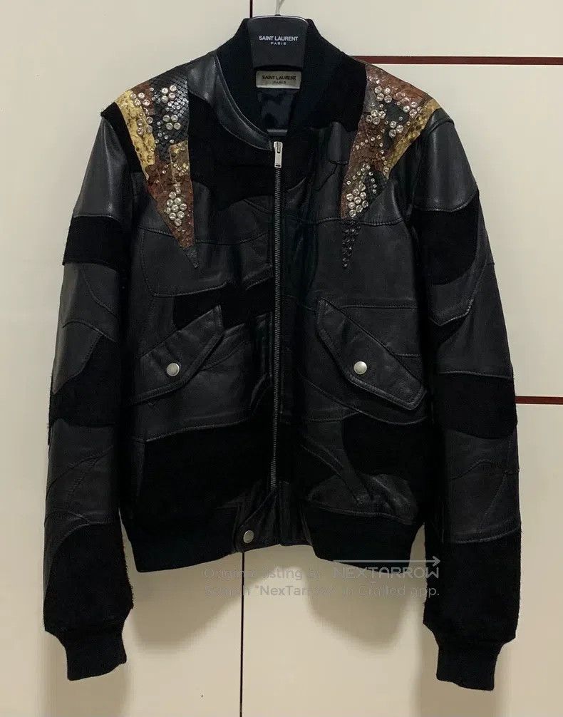 Saint Laurent Paris Saint Laurent Paris Python Skin Studded Vintage Pilot Leat Size US M / EU 48-50 / 2 - 1 Thumbnail
