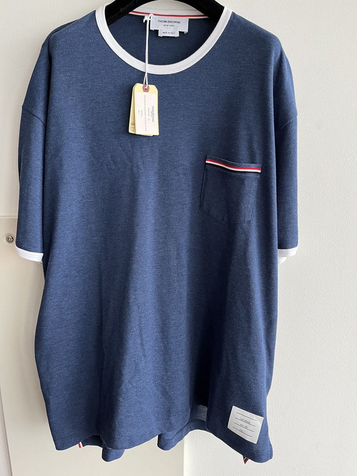 image of Runway Iconic Thom Browne Logo Tee T-Shirt in Blue, Men's (Size 2XL)