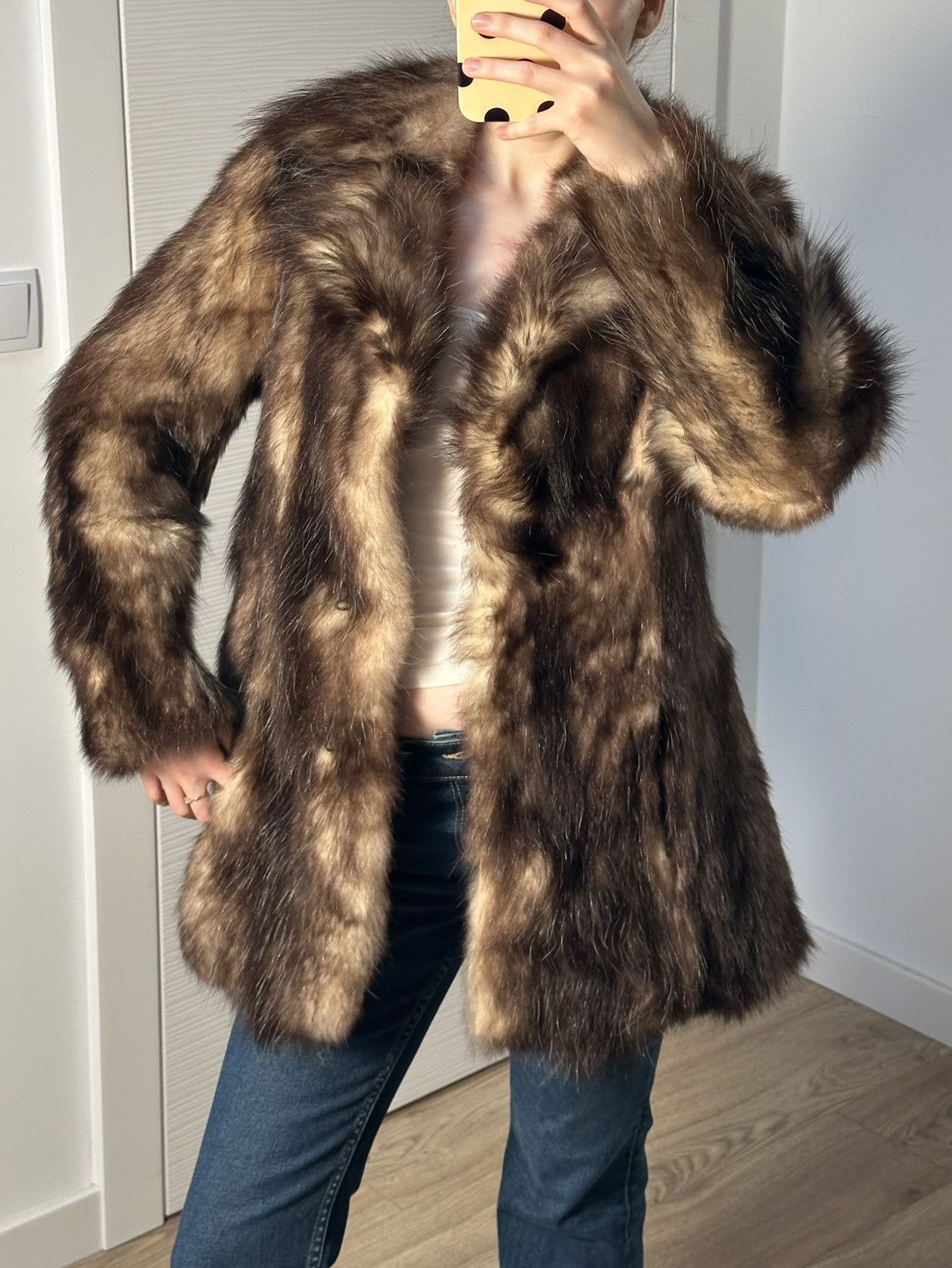 Vintage Genuine Real Raccoon Fur Brown Coat Y2k Vintage Retro Size XS / US 0-2 / IT 36-38 - 3 Thumbnail