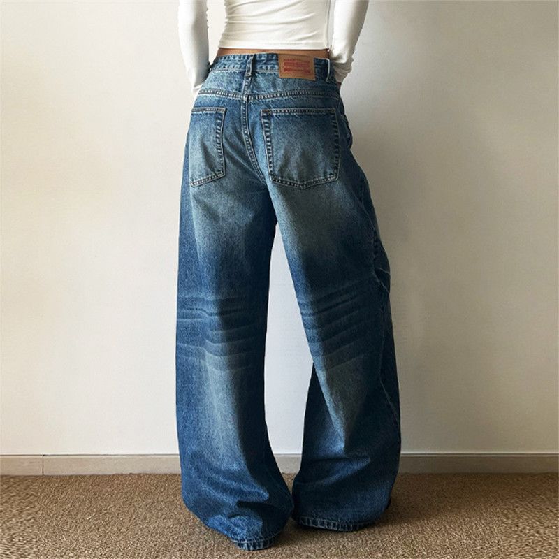 Japanese Brand American street washed distressed wide-leg jeans for men Size US 32 / EU 48 - 4 Thumbnail