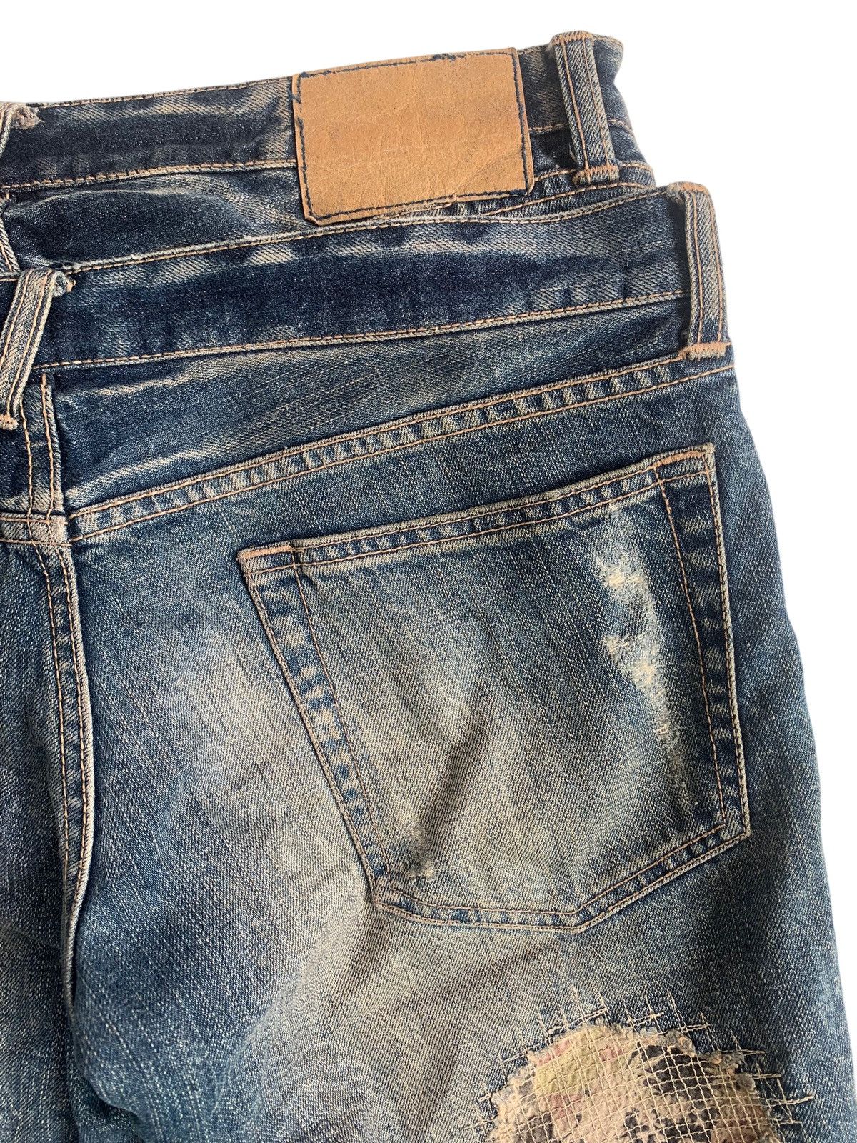 Japanese Brand PPFM Double Waist Distressed Washed Denim Size US 34 / EU 50 - 12 Thumbnail