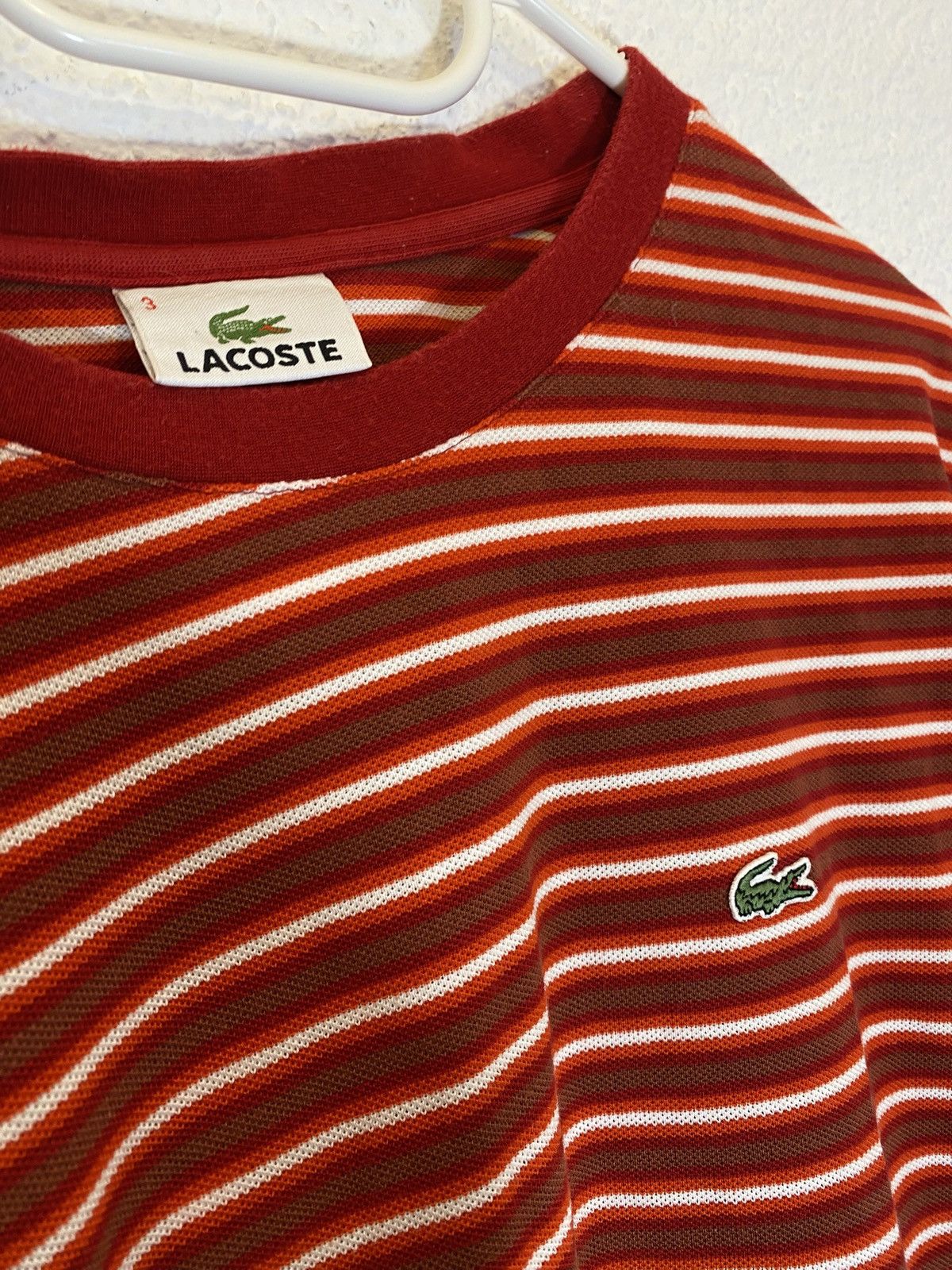 Lacoste Lacoste Stripped T-Shirt Red S Size US S / EU 44-46 / 1 - 3 Thumbnail