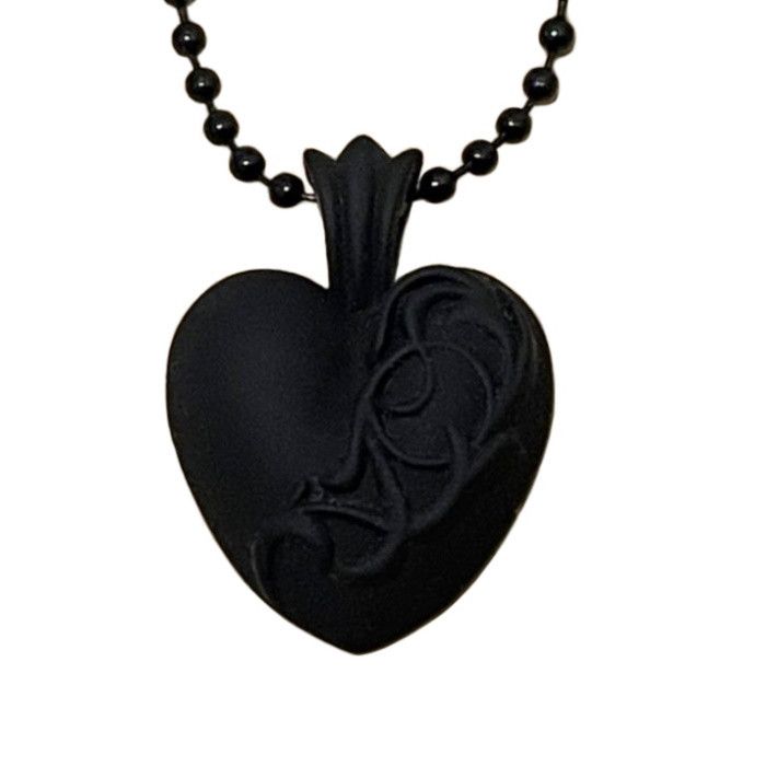image of Chrome Hearts Rubber Hearts Necklace in Black, Men's