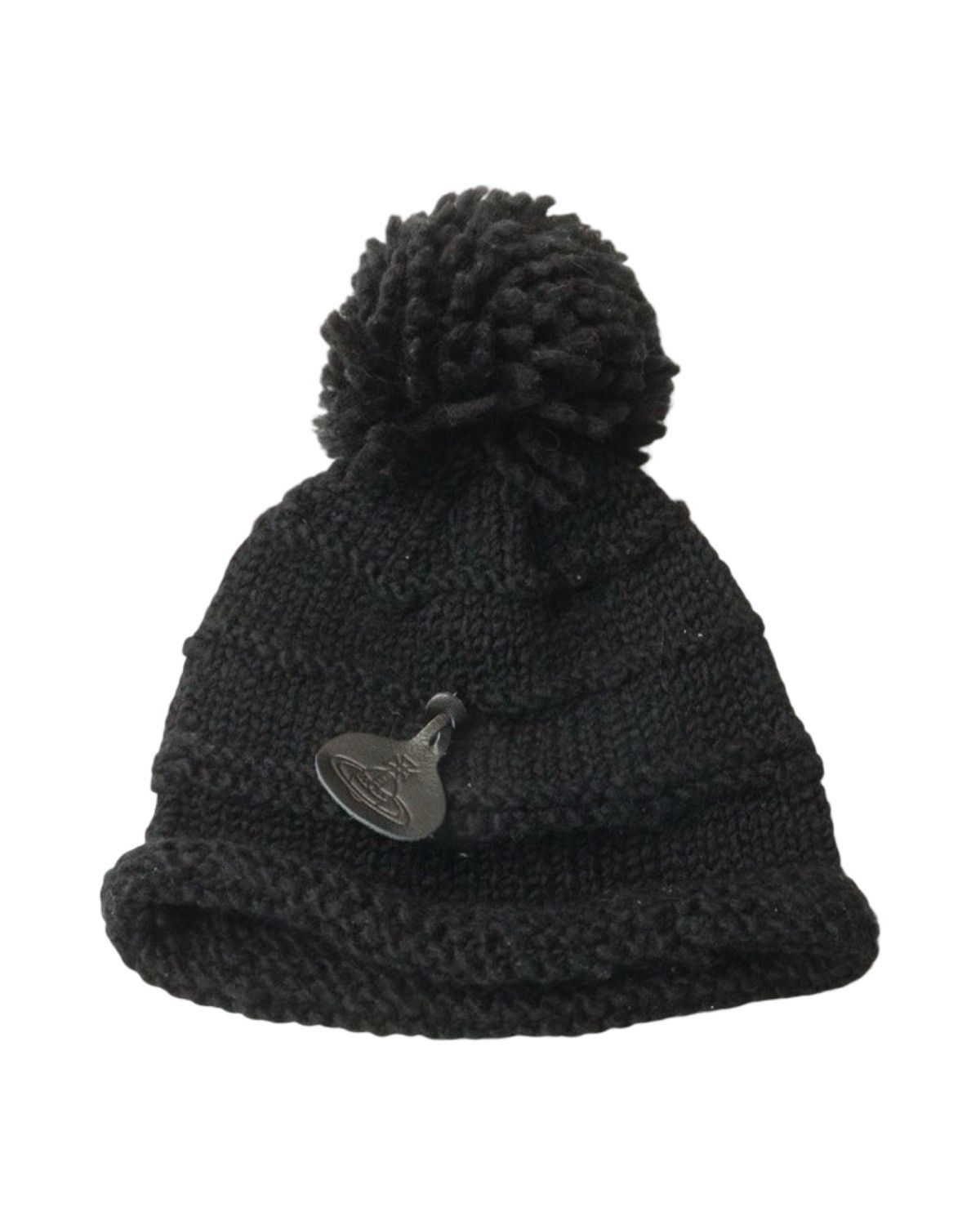Vivienne Westwood Leather Patch Wool Knit Beanie Size ONE SIZE - 2 Thumbnail