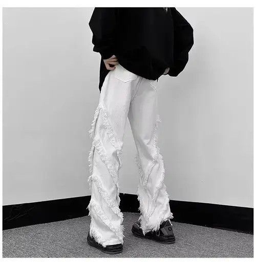 Japanese Brand Men Solid Ragged Edge Straight Jeans Size US 32 / EU 48 - 4 Thumbnail