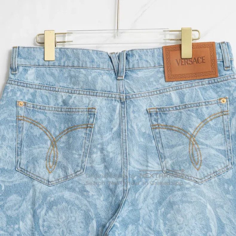 Versace Versace Men's logo printed on denim shorts Size US 31 - 4 Thumbnail
