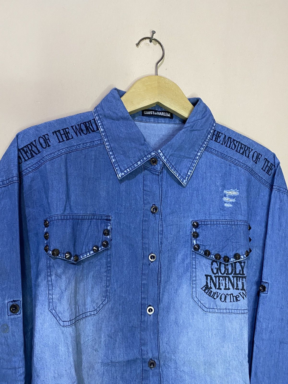 Le Grande Bleu (L.G.B.) 2000s Ghost Of Harlem Distressed Punk Style Japan Shirt Size US L / EU 52-54 / 3 - 7 Thumbnail