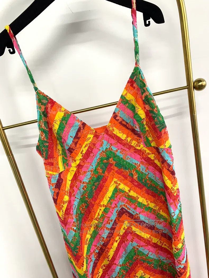 Valentino Valentino Colorful striped lace slip dress Size M / US 6-8 / IT 42-44 - 2 Thumbnail