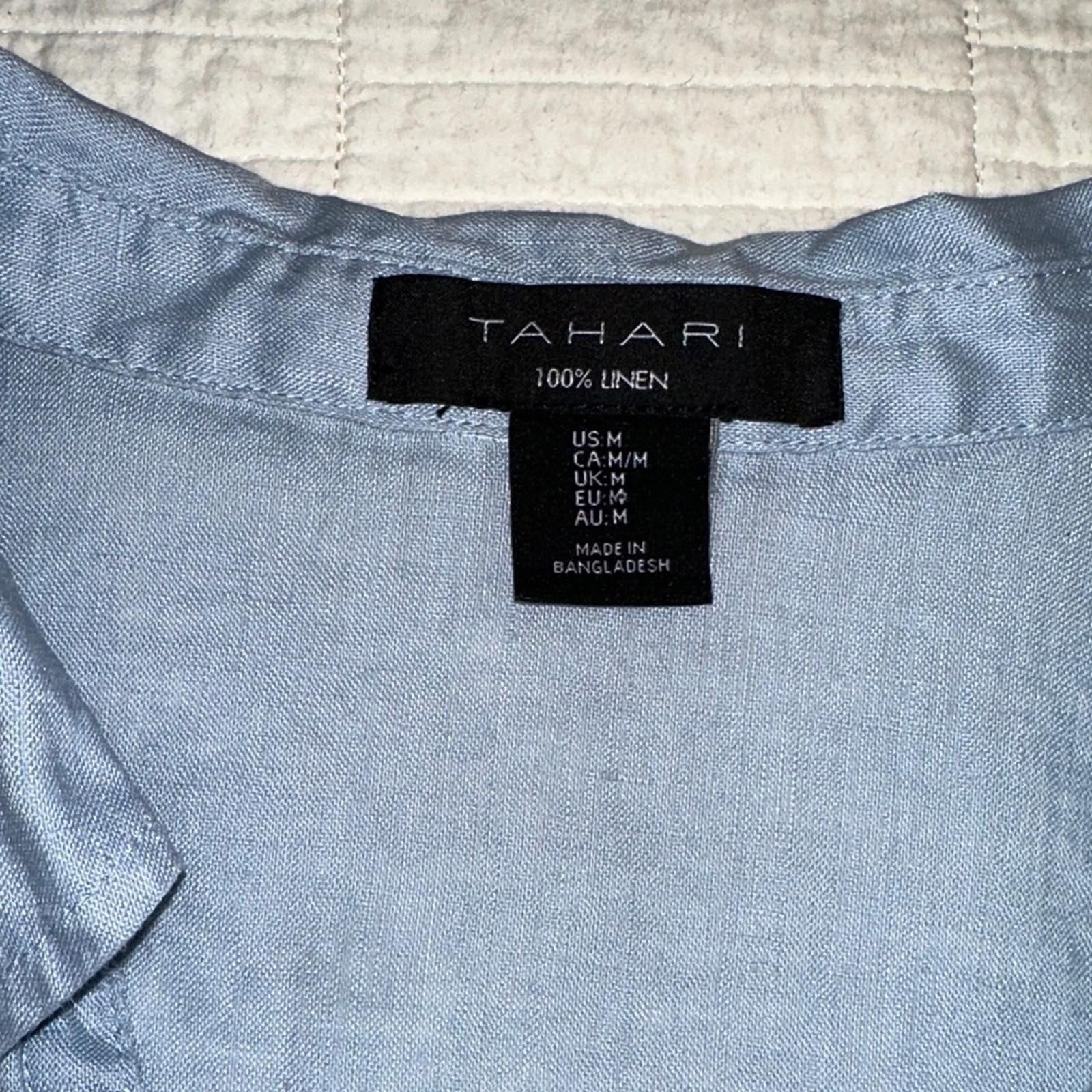 Elie Tahari Tahari Medium Sky Blue Linen Blouse with Button Tunic Length Size M / US 6-8 / IT 42-44 - 3 Thumbnail