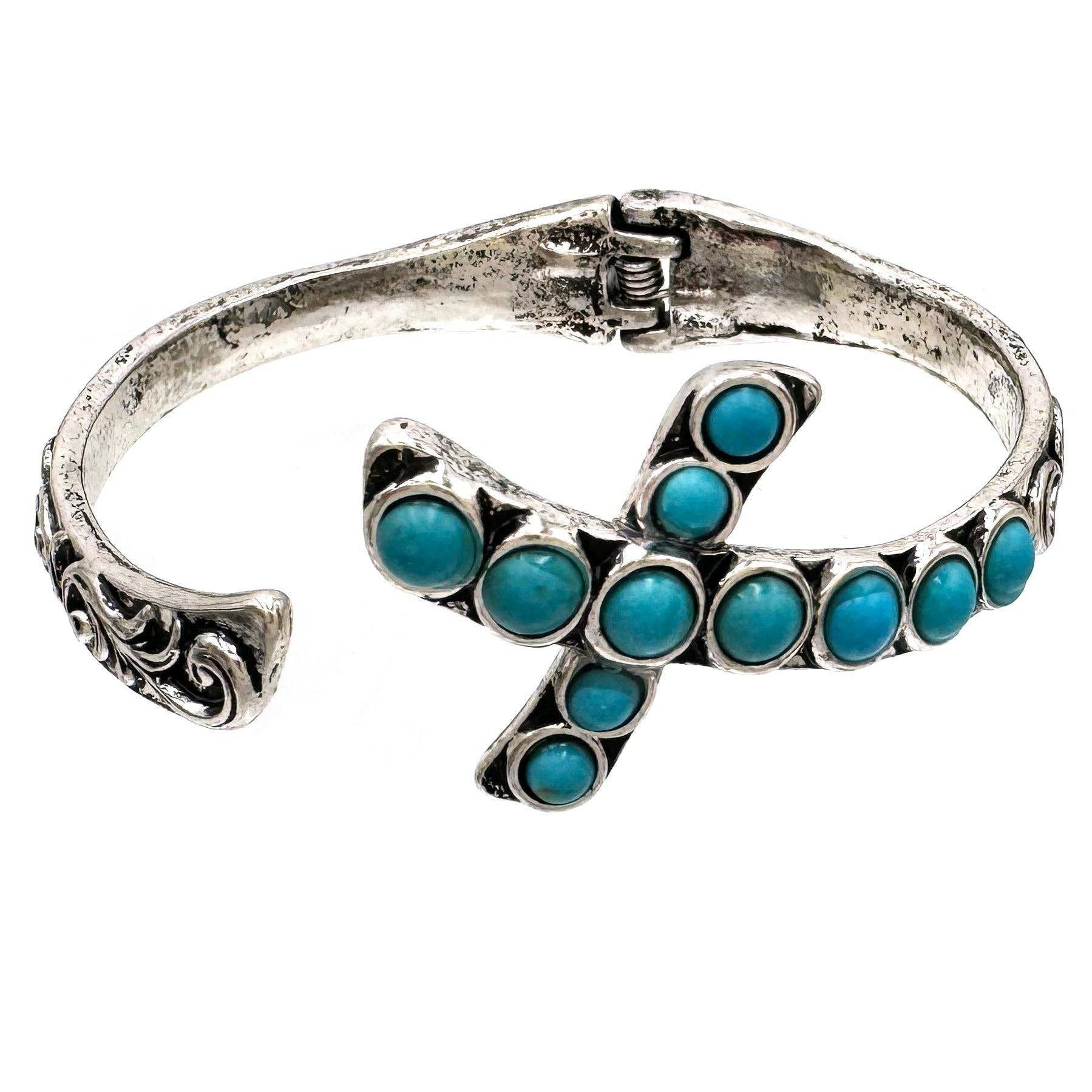 Other Boho Chic Religion Spiritual Elegance Turquoise Bead Cross B Size ONE SIZE - 4 Thumbnail
